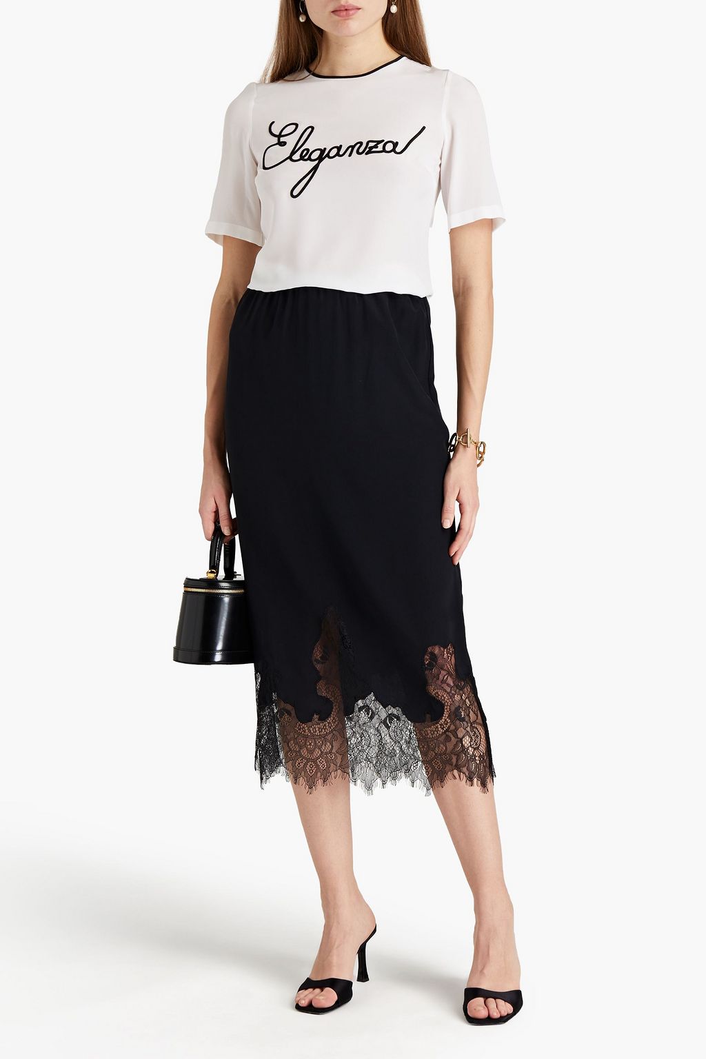 DOLCE&GABBANA Embroidered silk crepe de chine top