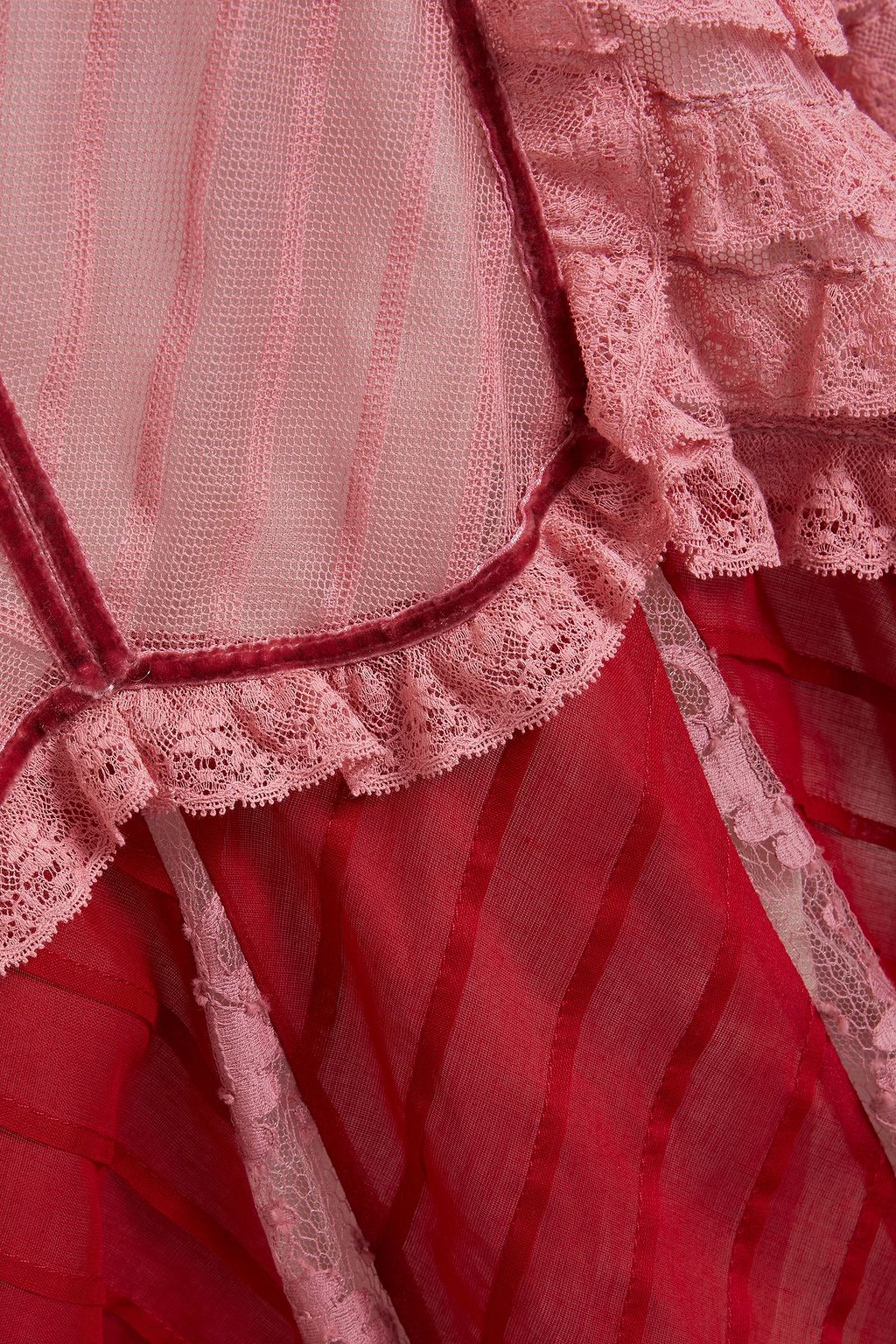 VALENTINO GARAVANI Ruffle-trimmed lace, tulle and cotton-gauze dress