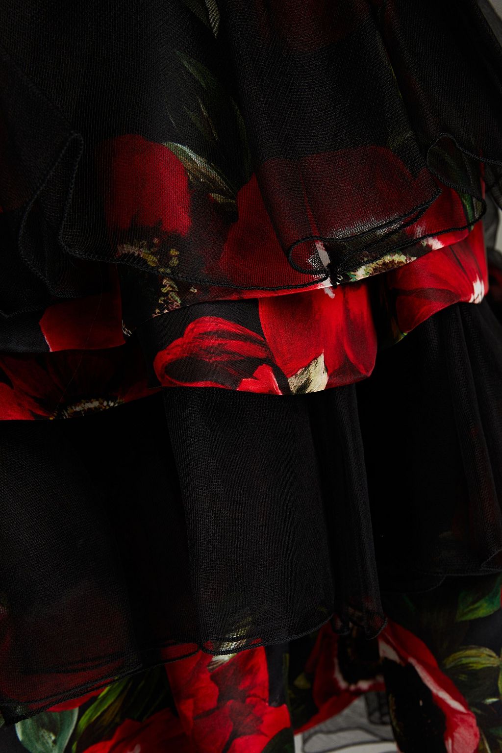 DOLCE&GABBANA Tiered printed silk-tulle and organza mini dress