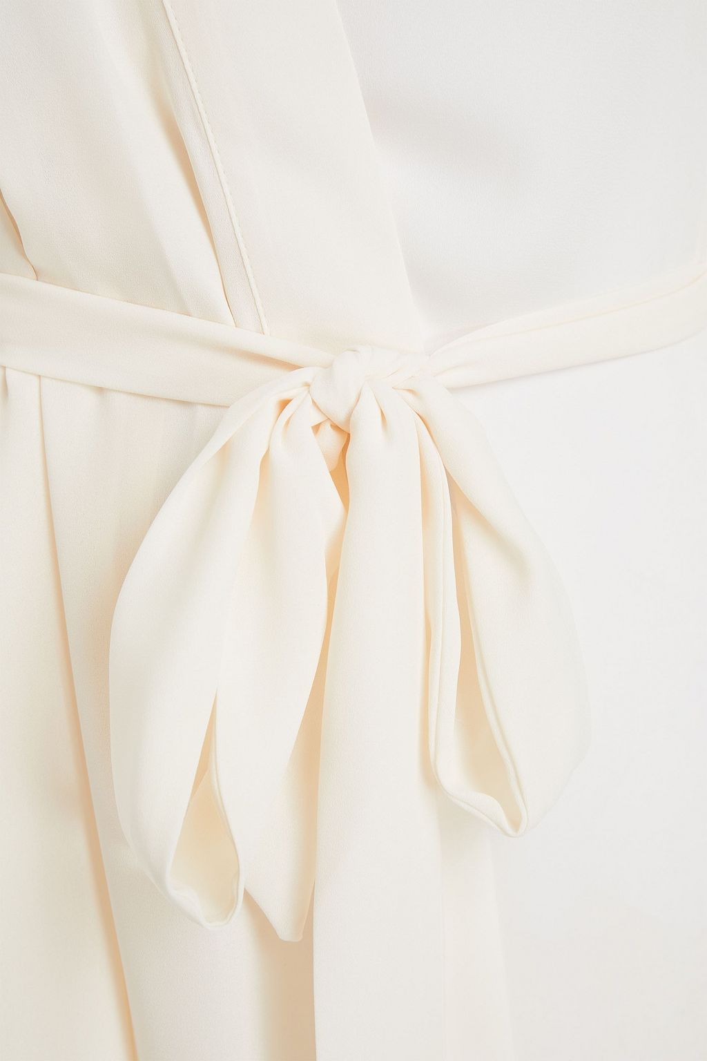 CALVIN KLEIN Belted lace-trimmed crepe robe