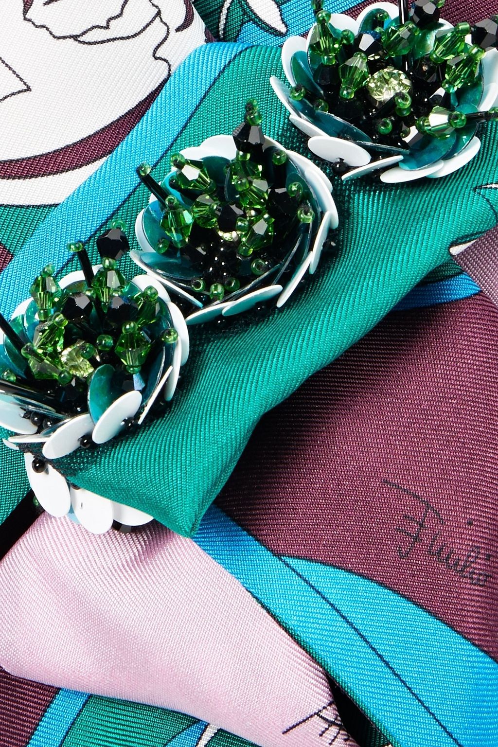 PUCCI Embellished printed silk-twill scarf