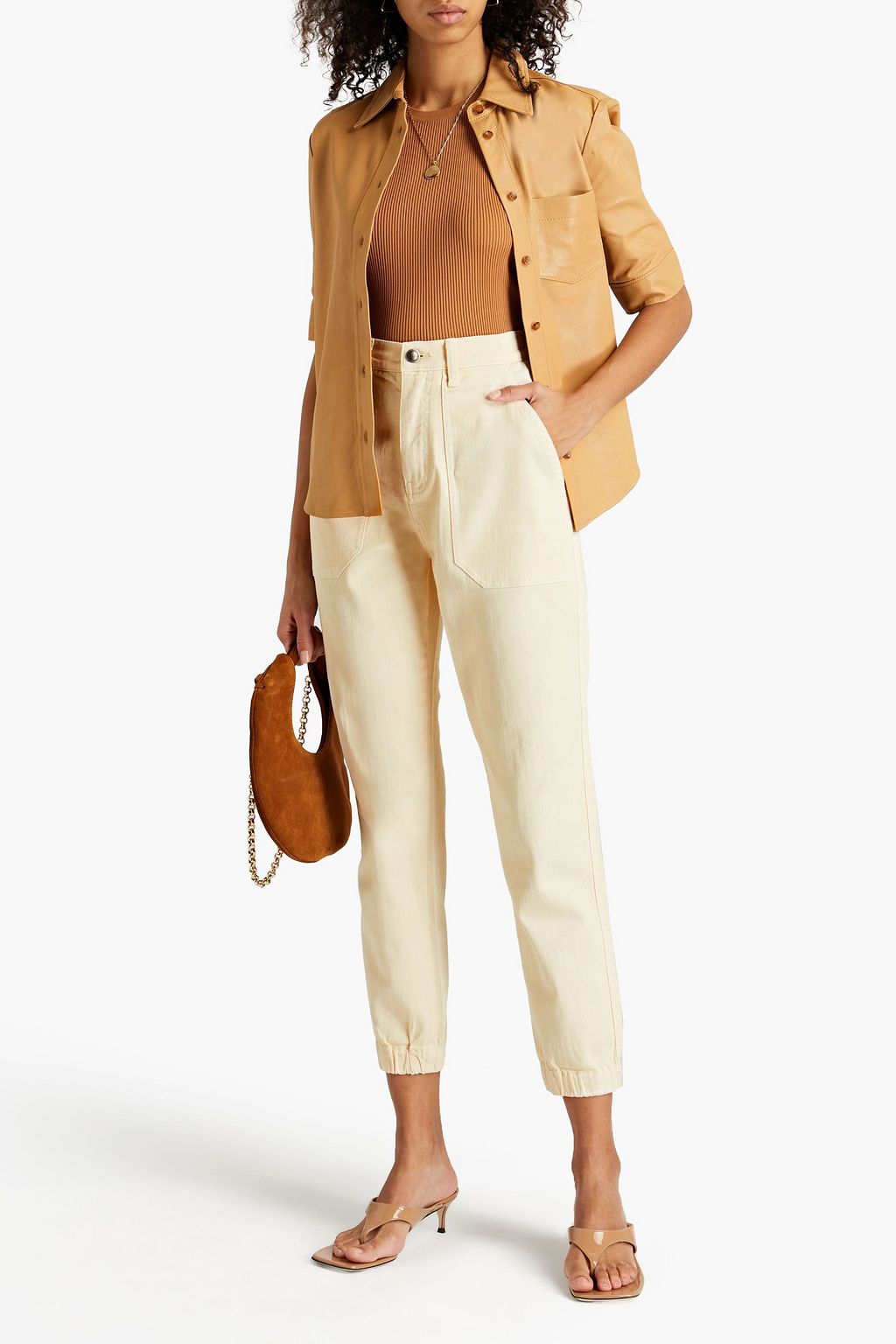 JOIE Cotton-blend gabardine tapered pants