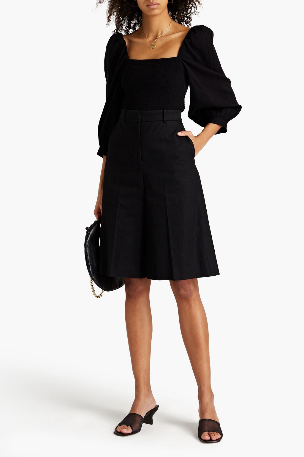 JOIE Cropped shirred cotton top