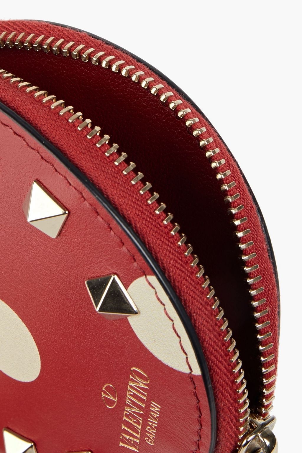 VALENTINO GARAVANI Rockstud polka-dot leather coin purse