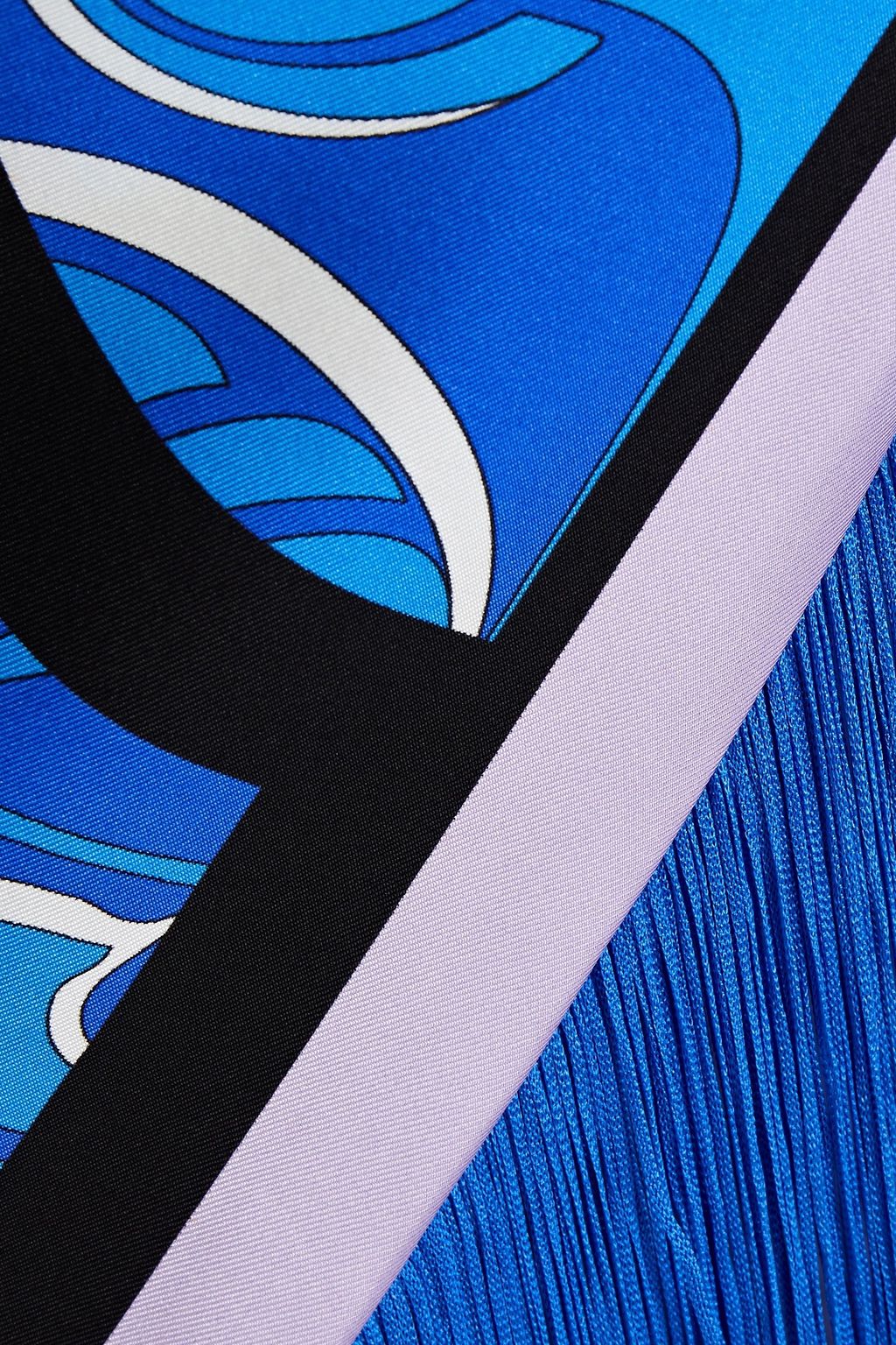 PUCCI Fringed printed silk-twill wrap