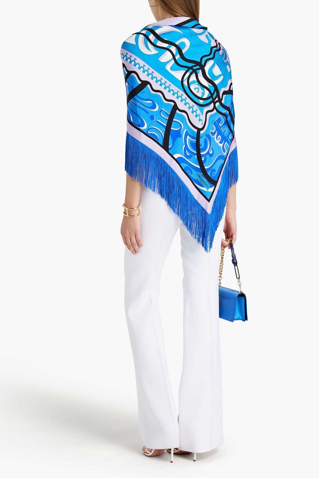 PUCCI Fringed printed silk-twill wrap