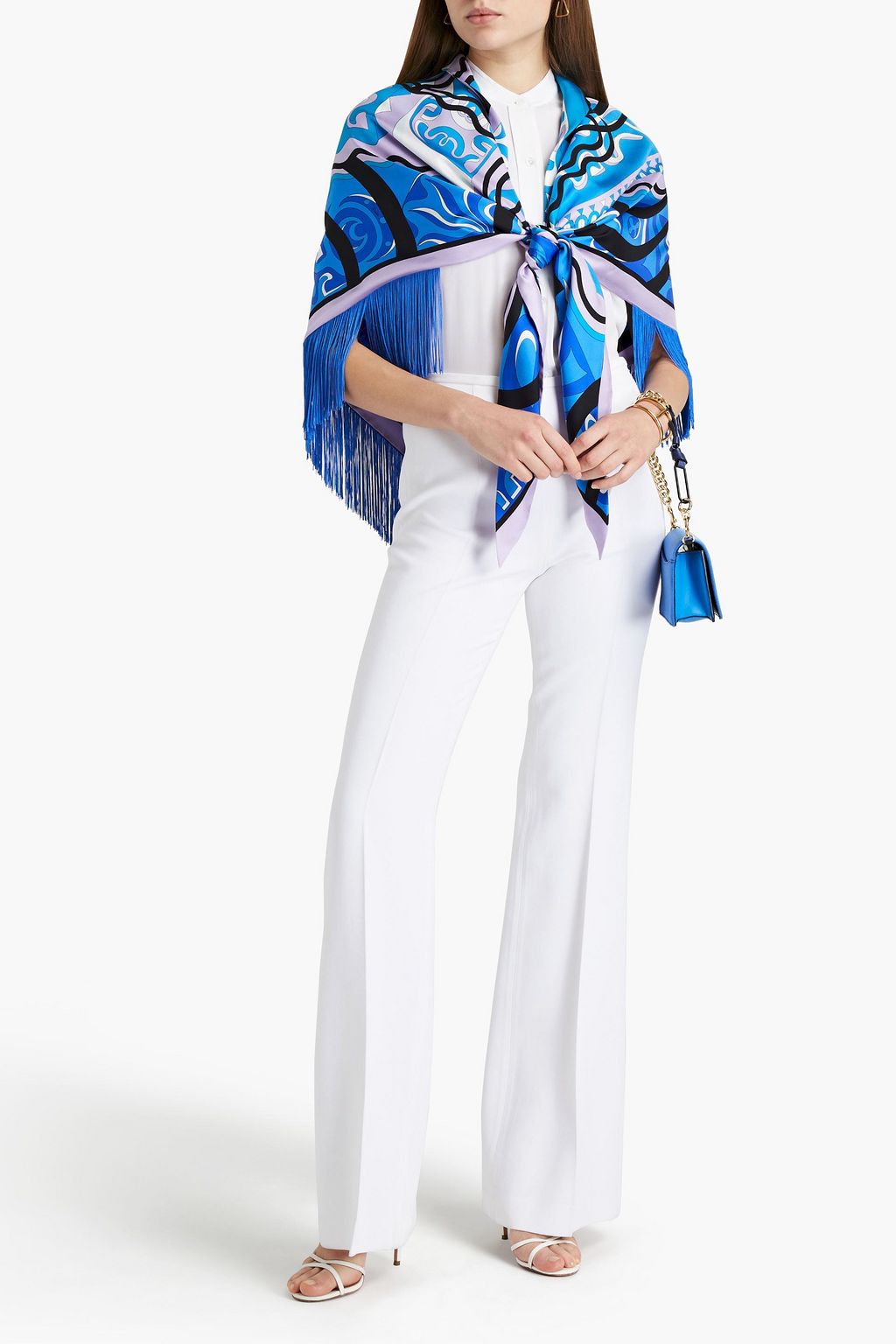 PUCCI Fringed printed silk-twill wrap