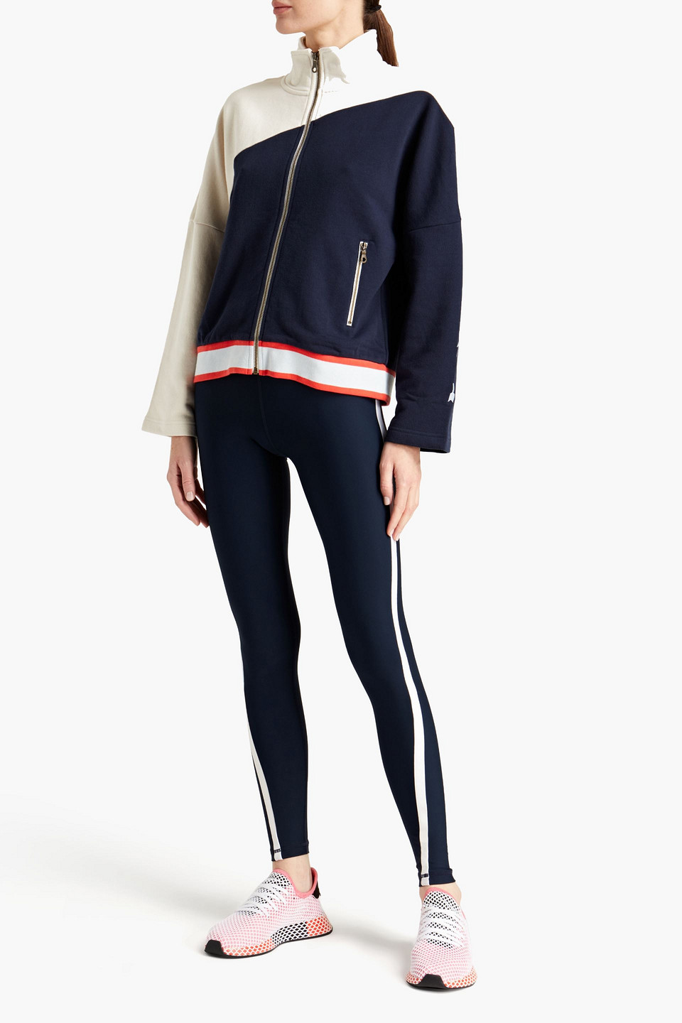 The Upside Striped Stretch Leggings In Navy