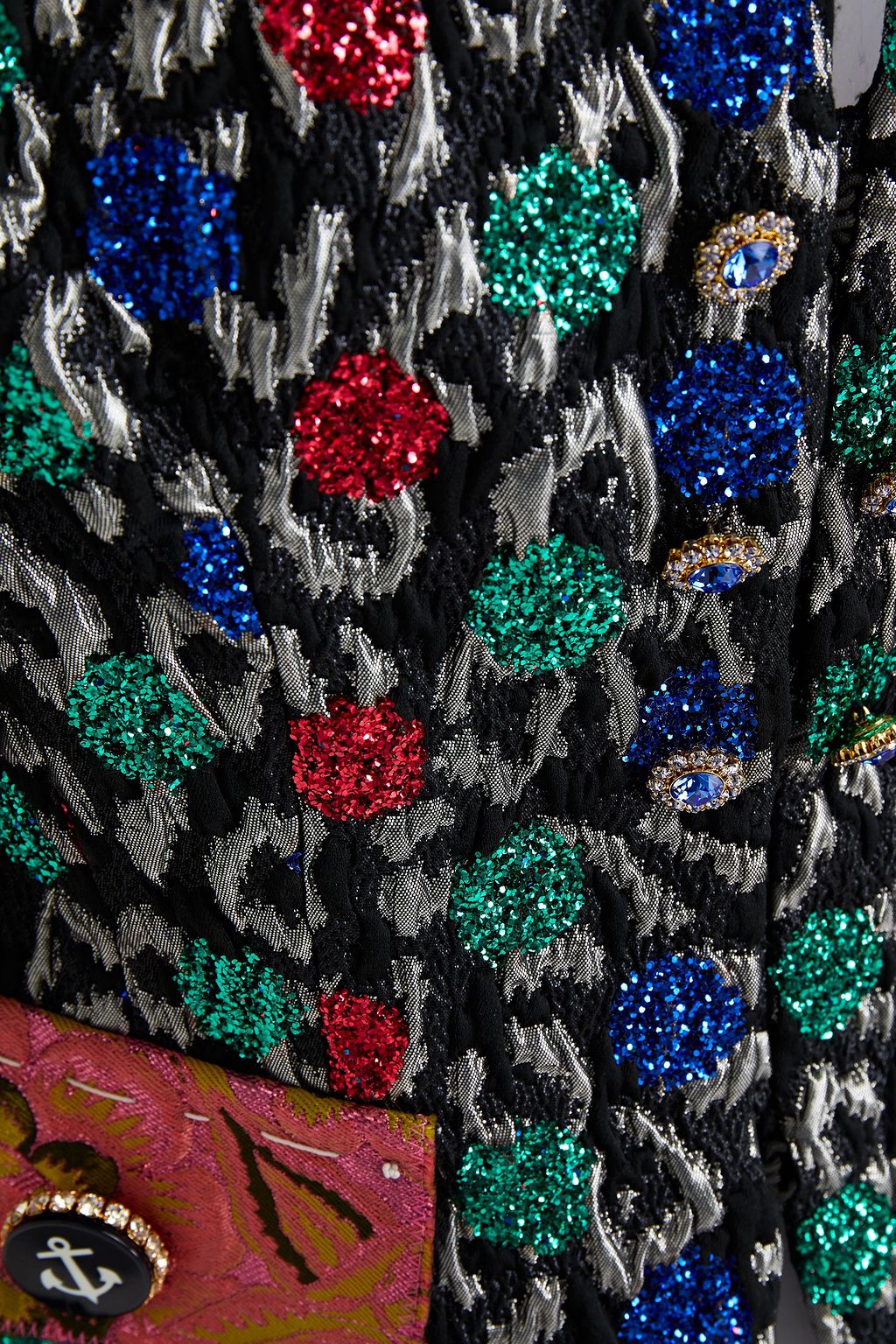 DOLCE&GABBANA Brocade-paneled embellished printed cloqué jacket