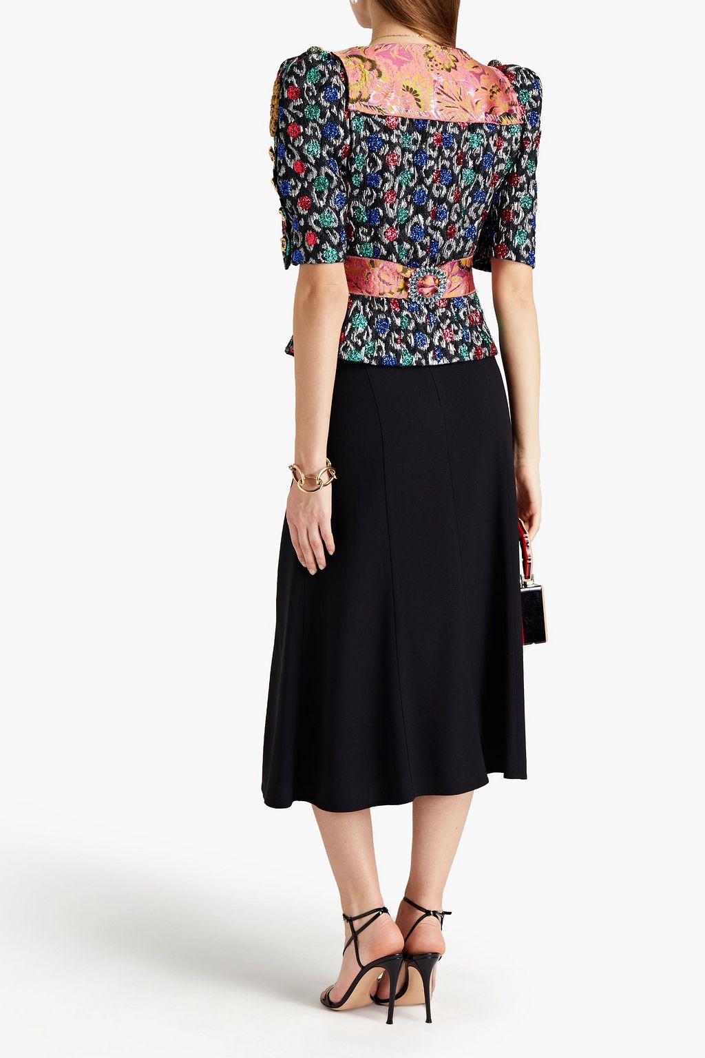 DOLCE&GABBANA Brocade-paneled embellished printed cloqué jacket