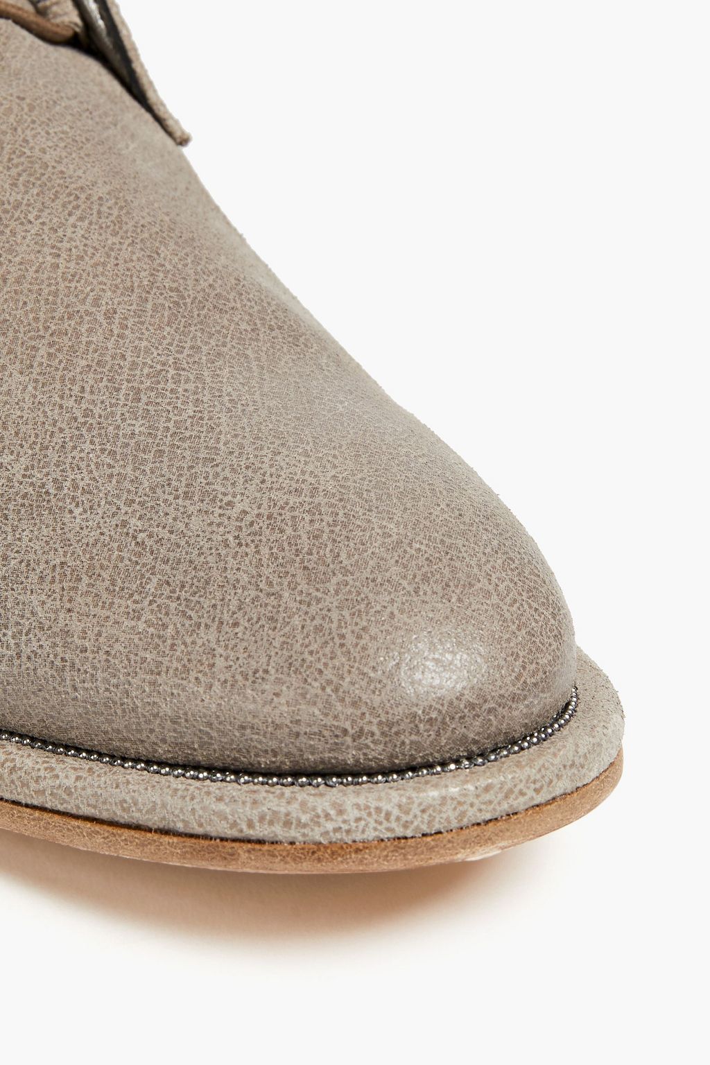 BRUNELLO CUCINELLI Bead-embellished textured-leather brogues