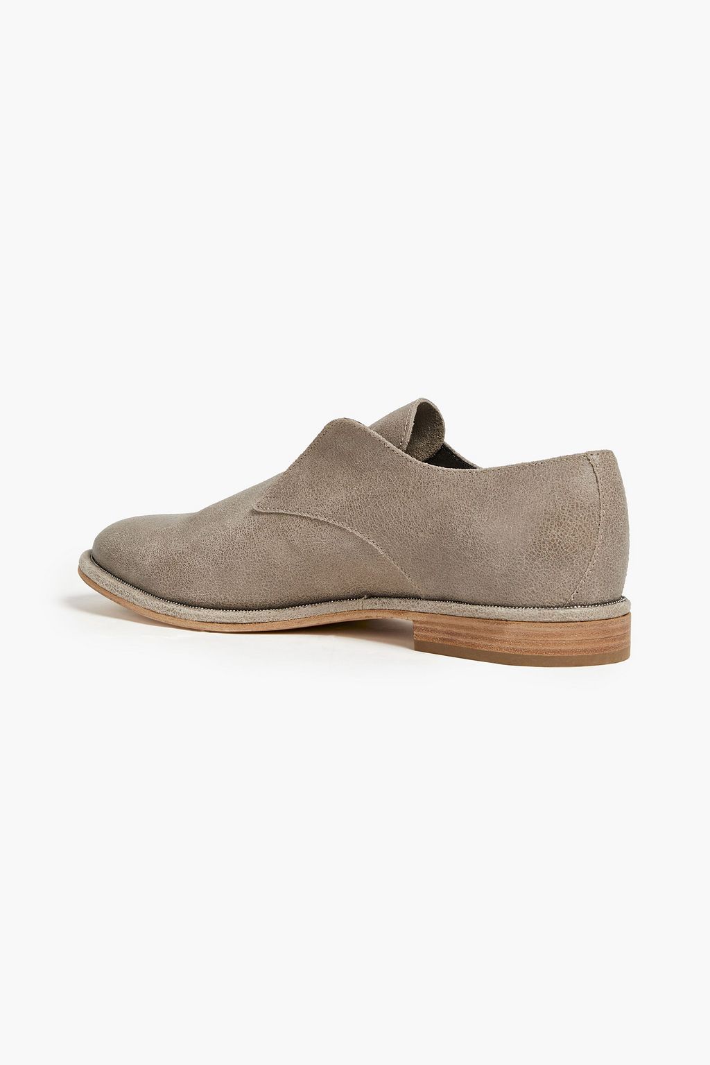 BRUNELLO CUCINELLI Bead-embellished textured-leather brogues