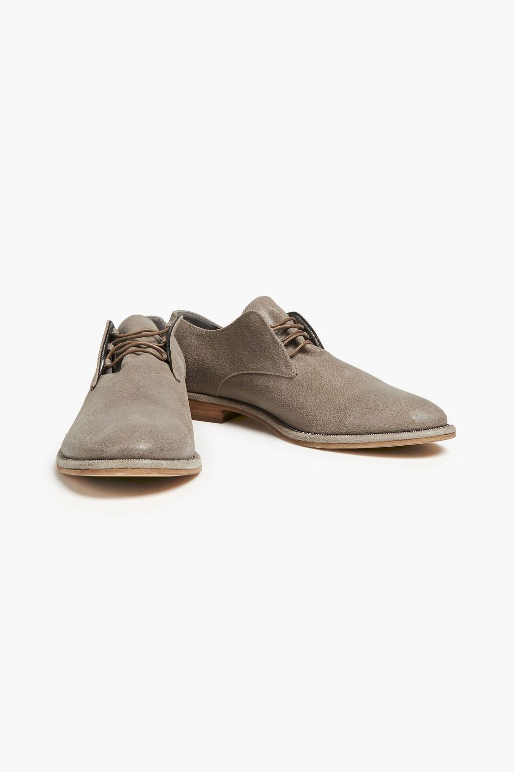 BRUNELLO CUCINELLI Bead-embellished textured-leather brogues