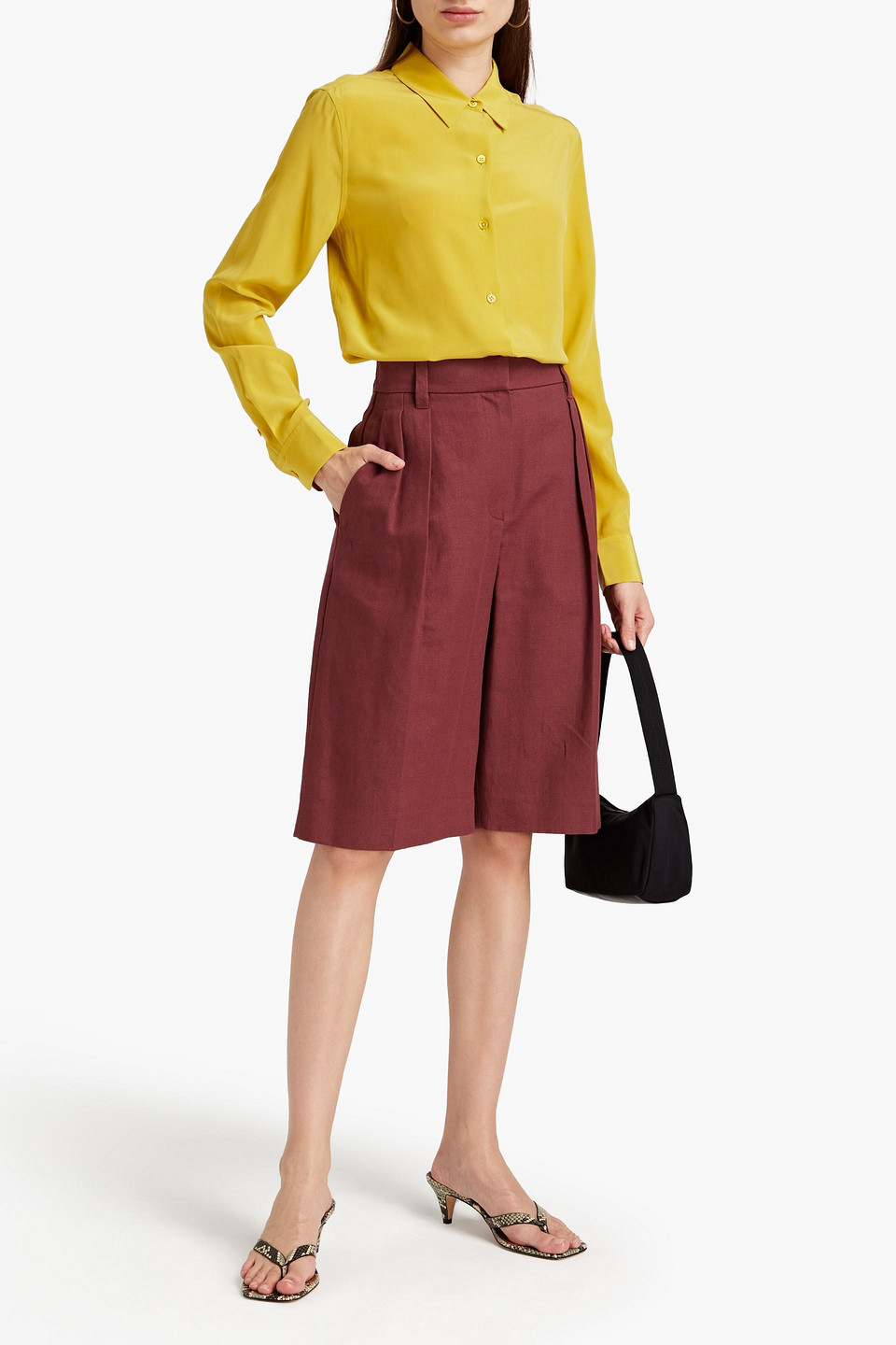 Equipment Washed Silk Crepe De Chine Shirt In Yellow