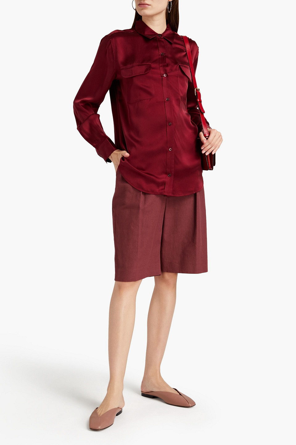 Equipment Washed-silk Shirt In Red