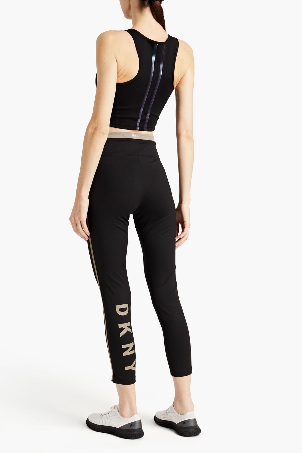 DKNY Cropped printed stretch-jersey leggings