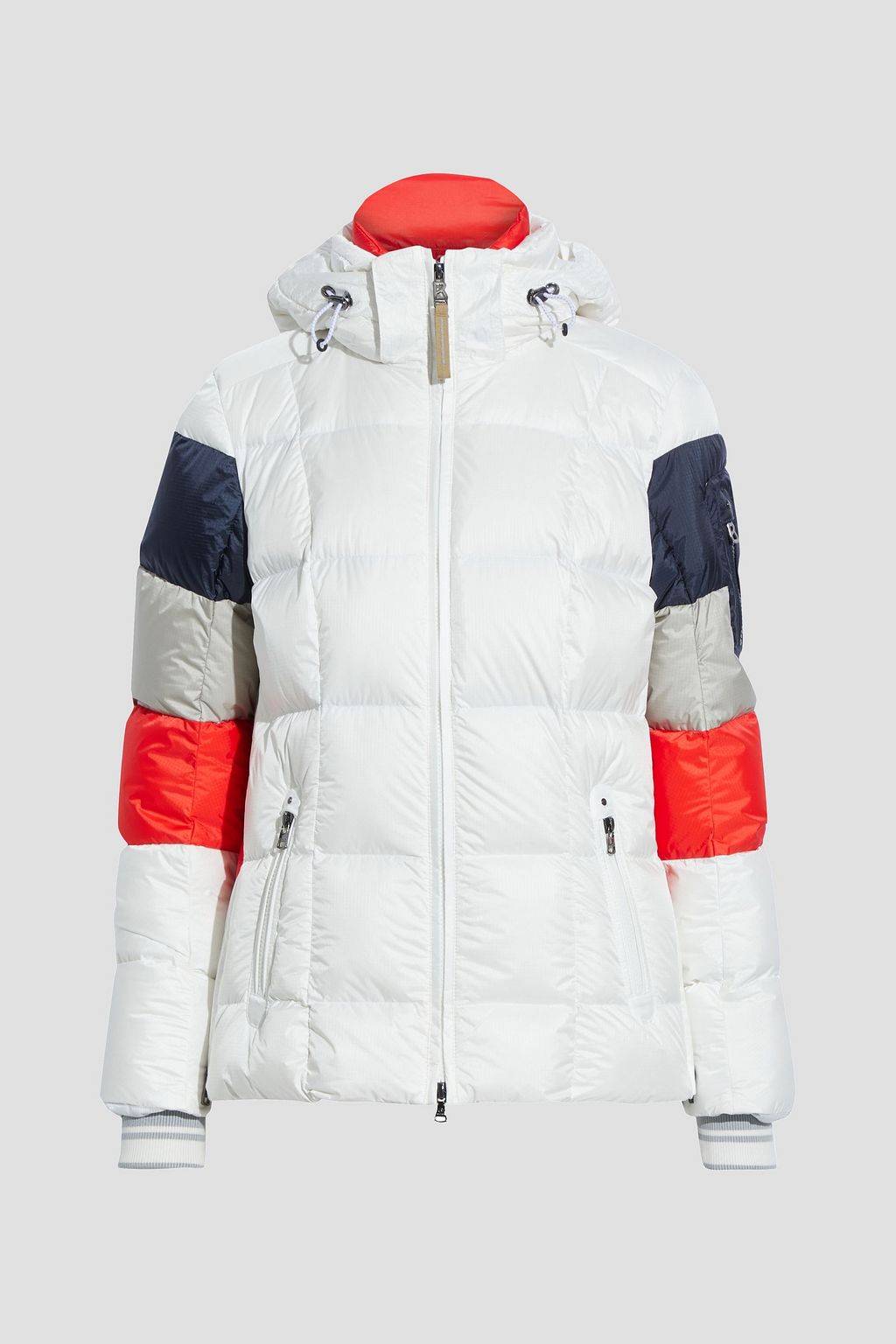 White Dena color-block quilted hooded 