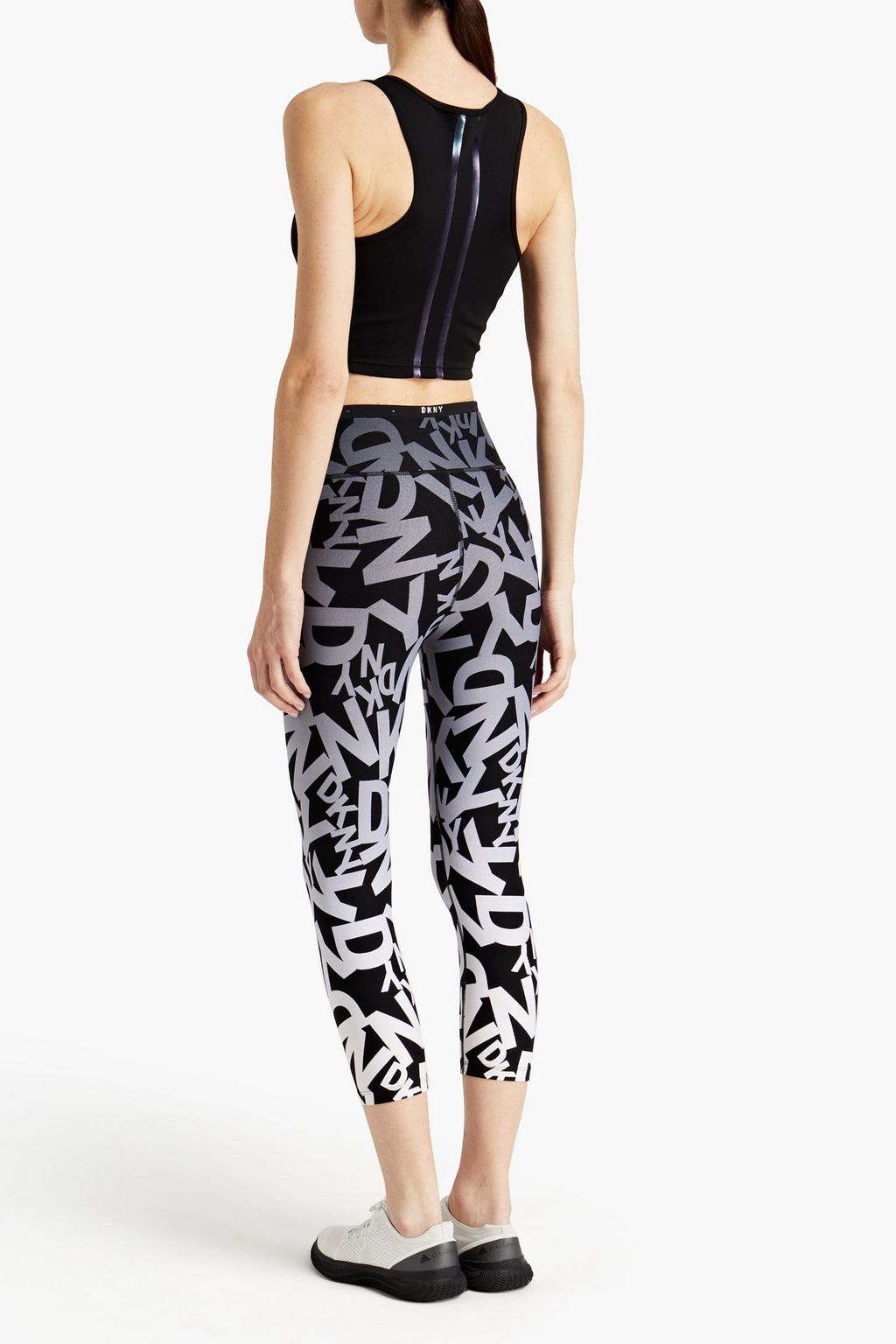 DKNY Cropped printed dégradé stretch leggings