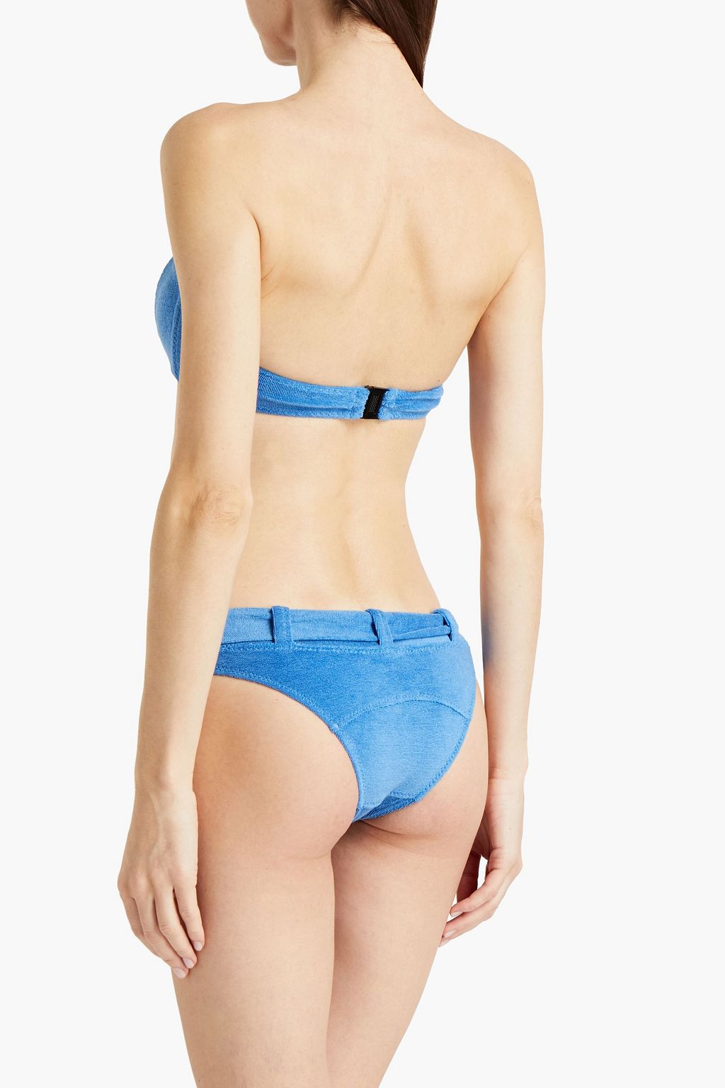 LISA MARIE FERNANDEZ Buckle-trimmed cotton-blend terry bandeau bikini