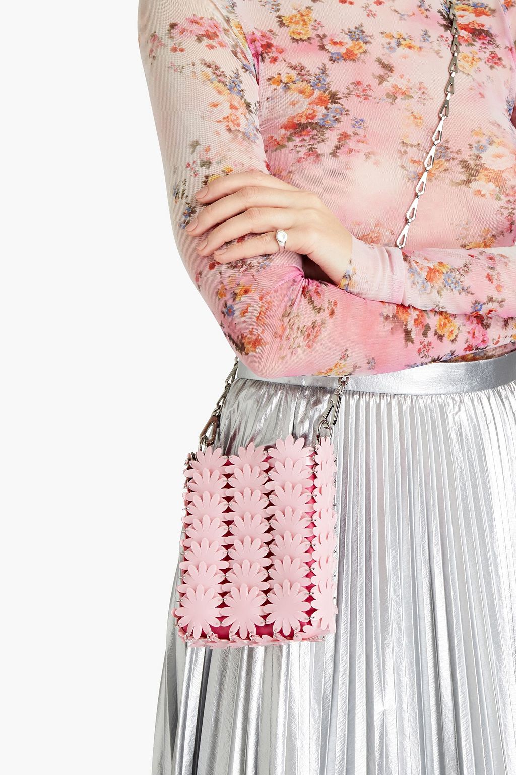 RABANNE Laser-cut faux leather and PVC shoulder bag