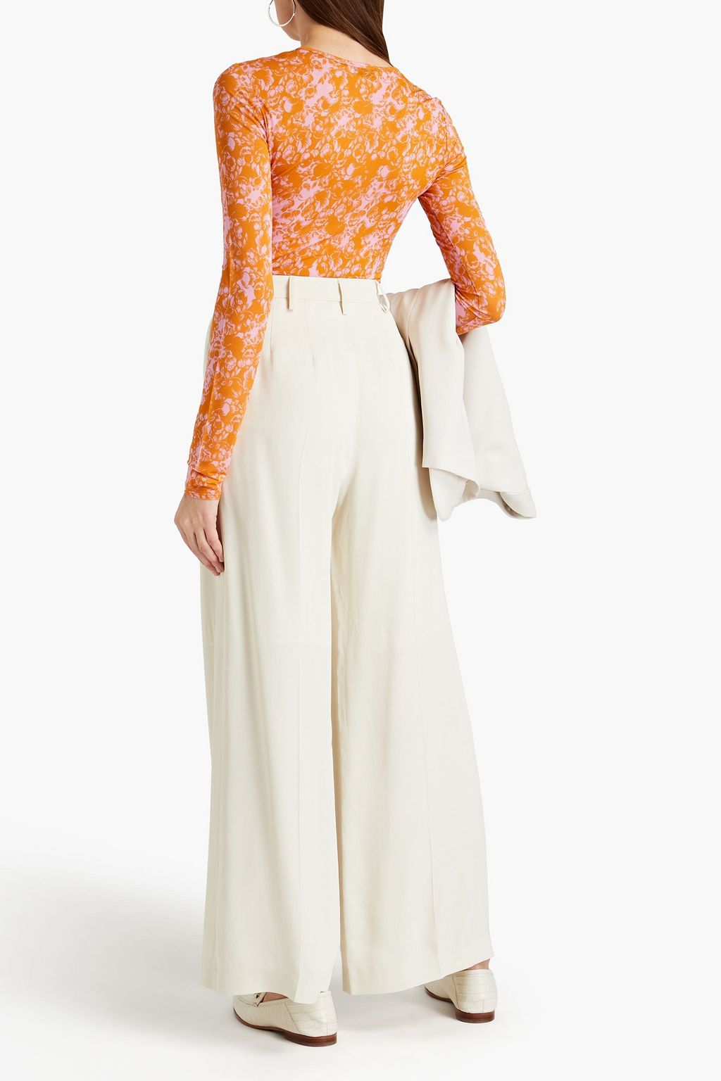 ALEXACHUNG Satin-crepe wide-leg pants