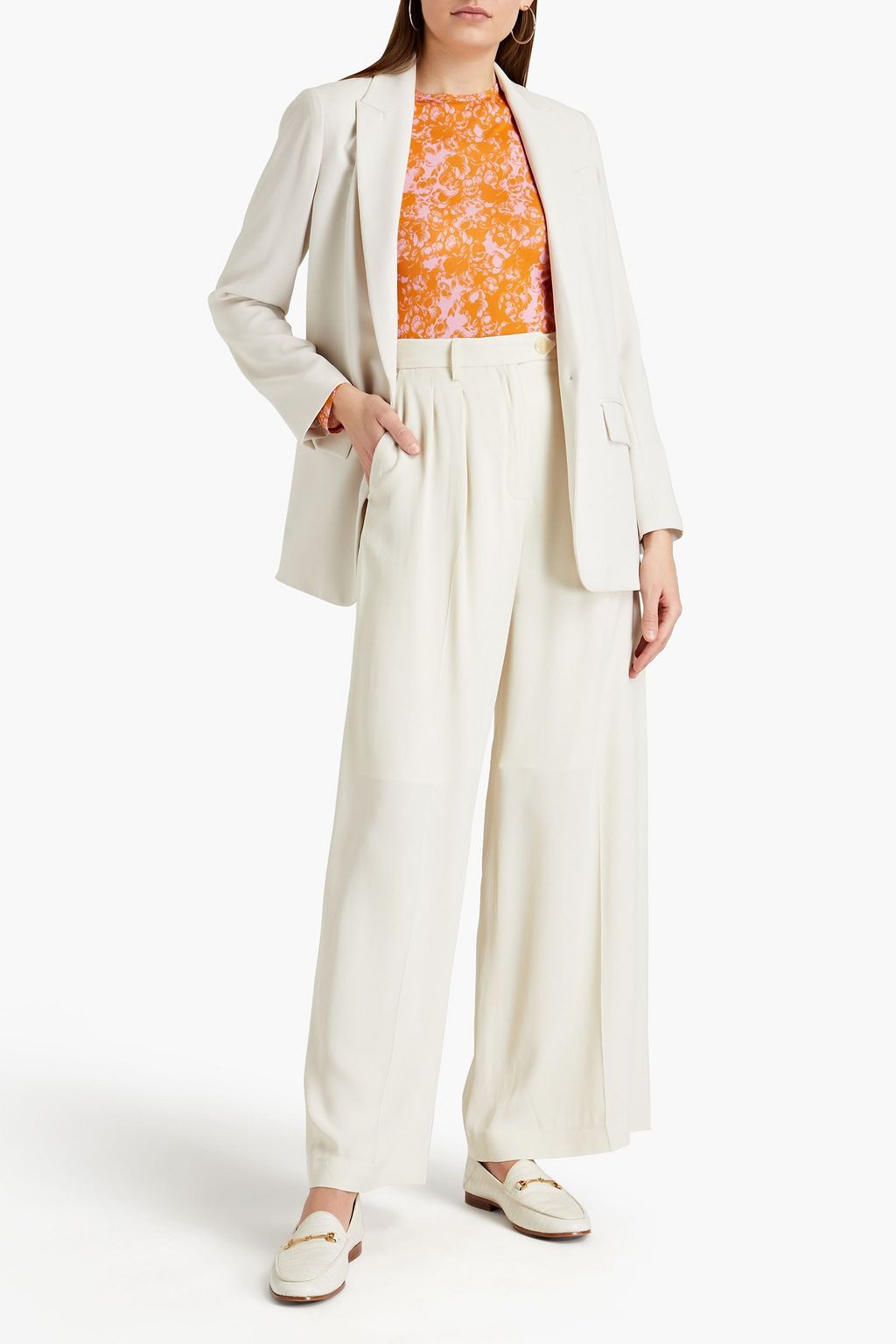 ALEXACHUNG Satin-crepe wide-leg pants