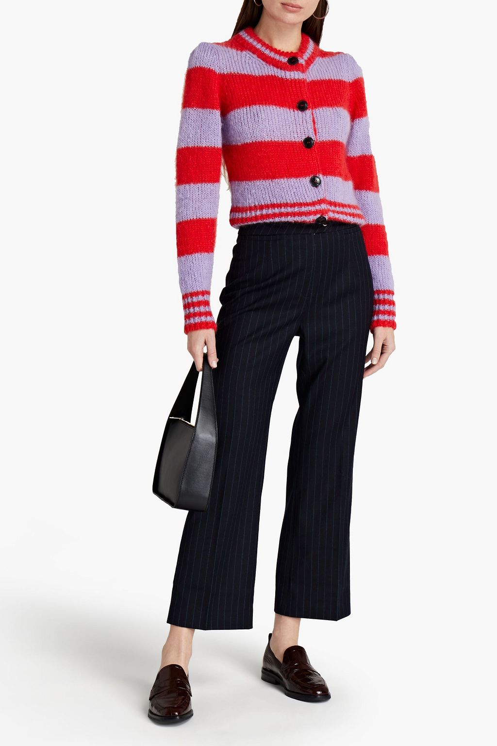 ALEXACHUNG Pinstriped flannel kick-flare pants