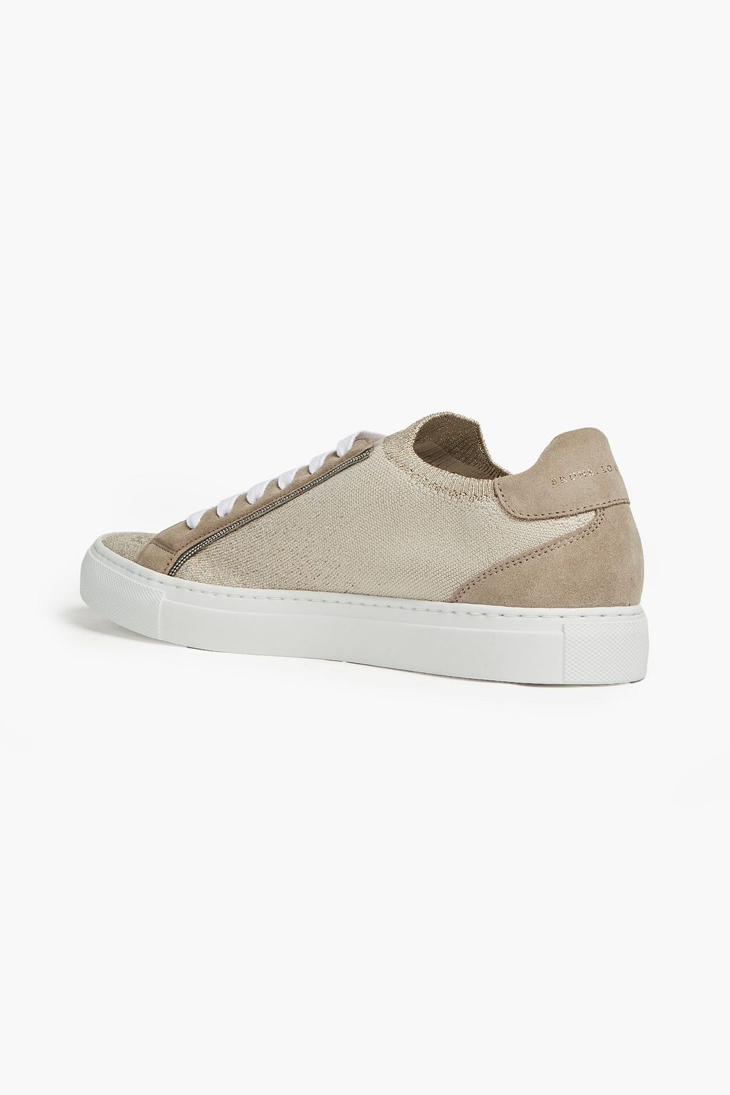 BRUNELLO CUCINELLI Bead-embellished suede and stretch-knit sneakers