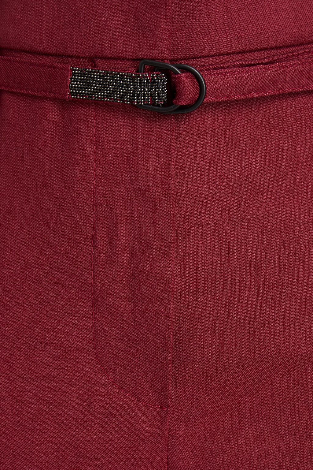 BRUNELLO CUCINELLI Karottenhose aus Twill aus einer Leinenmischung mit Verzierung und Gürtel