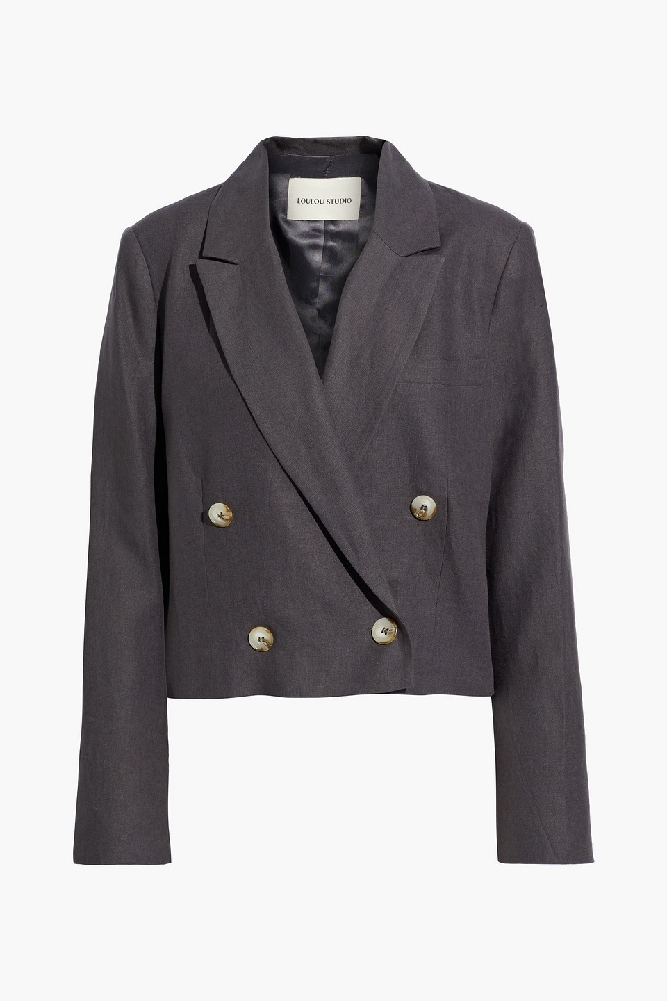 loulou de saison - chagos double-breasted linen blazer - gray - s