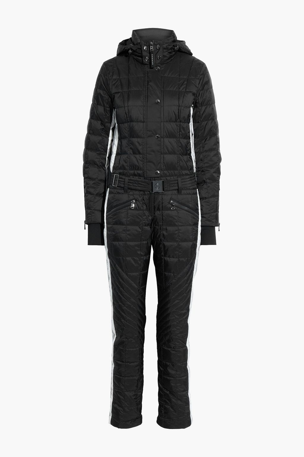 BOGNER Grete striped quilted hooded down ski suit | THE OUTNET