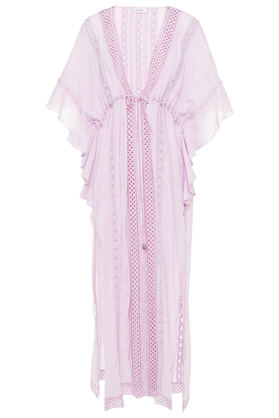 Charo Ruiz Ibiza Woman Tereza Crocheted Lace And Cotton-blend Voile Kaftan Lilac Size S