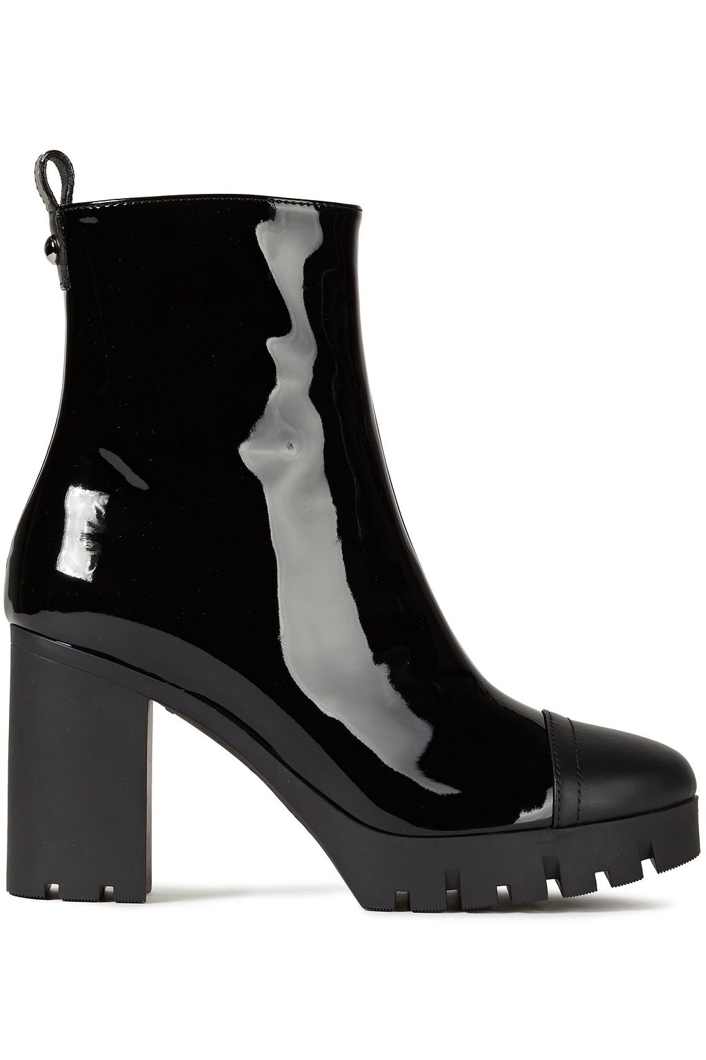 Patent-leather platform ankle boots 