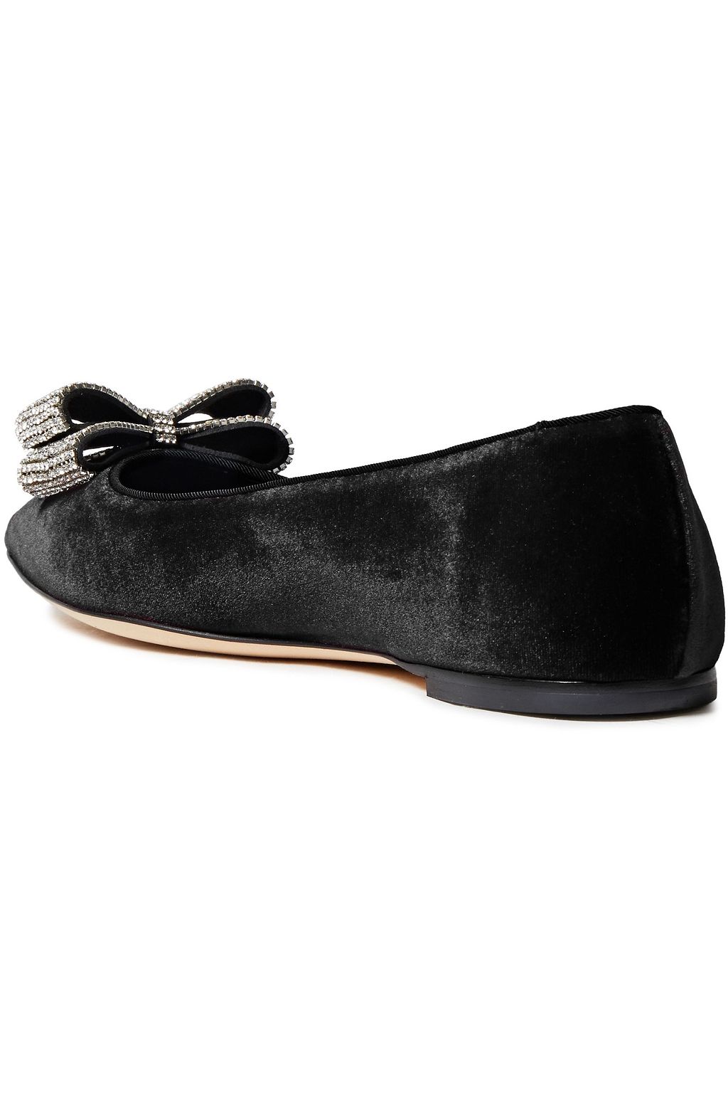 GIUSEPPE ZANOTTI Lucrezia bow-embellished velvet point-toe flats