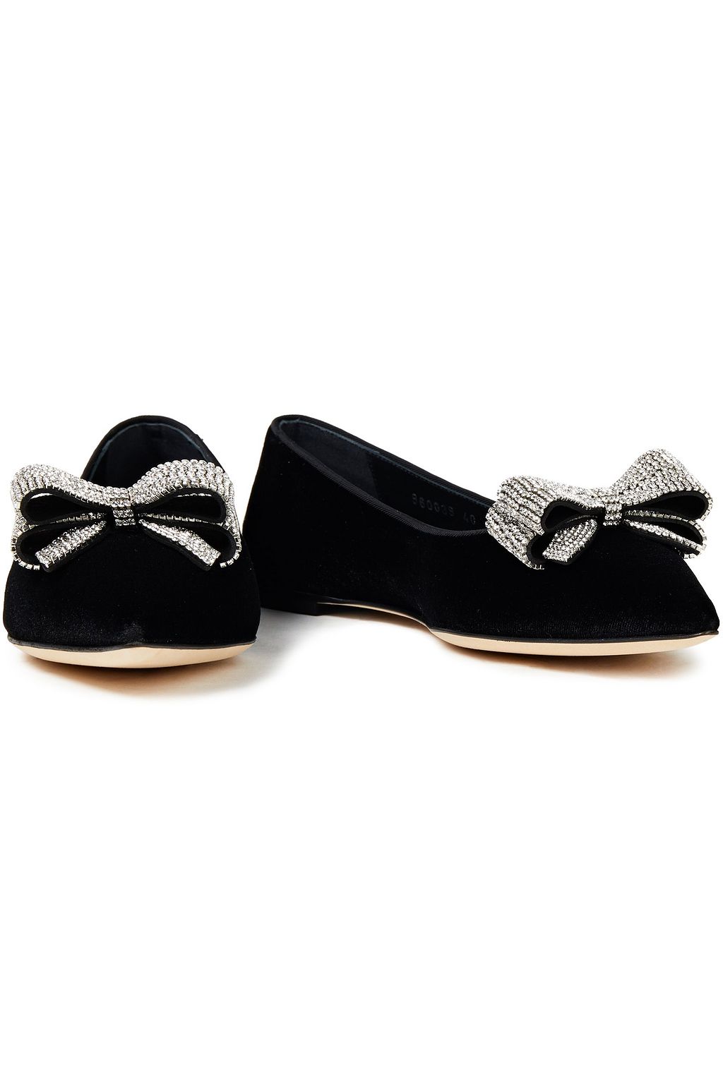 GIUSEPPE ZANOTTI Lucrezia bow-embellished velvet point-toe flats