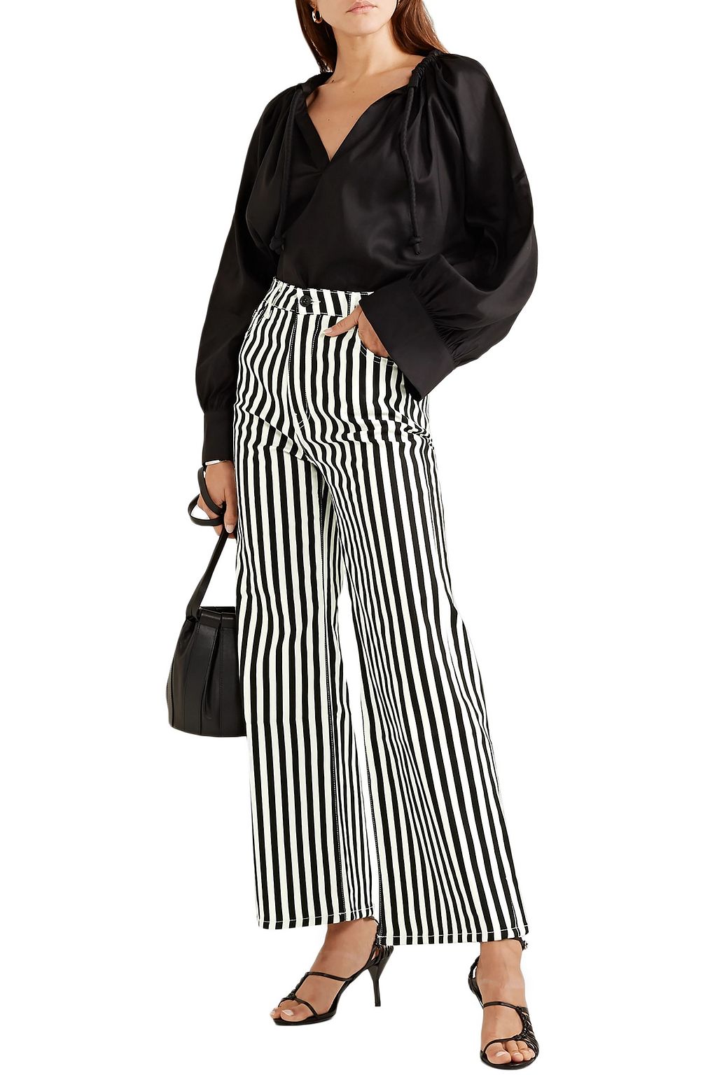 EVE DENIM Charlotte polka-dot high-rise wide-leg jeans