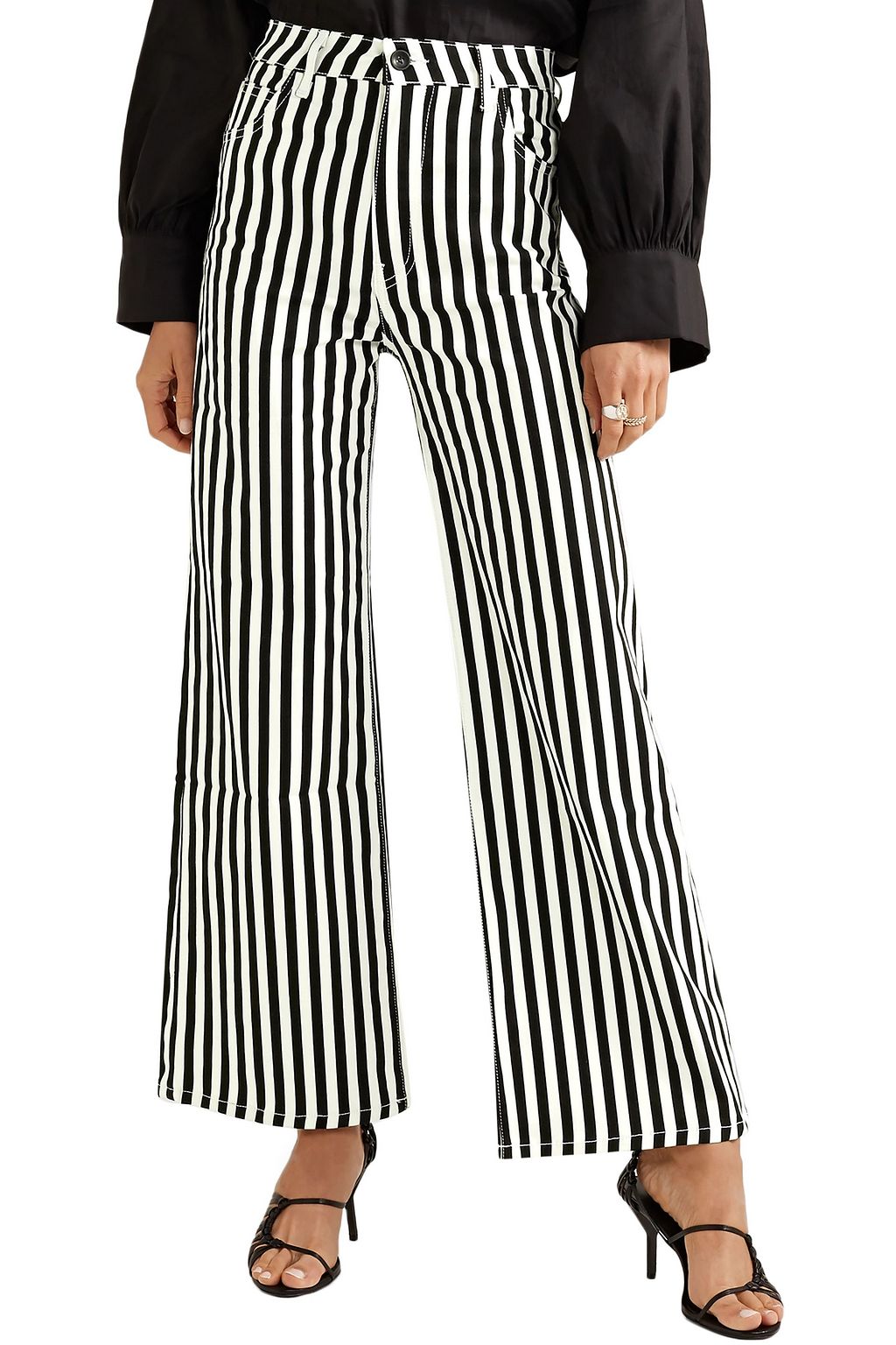 EVE DENIM Charlotte polka-dot high-rise wide-leg jeans