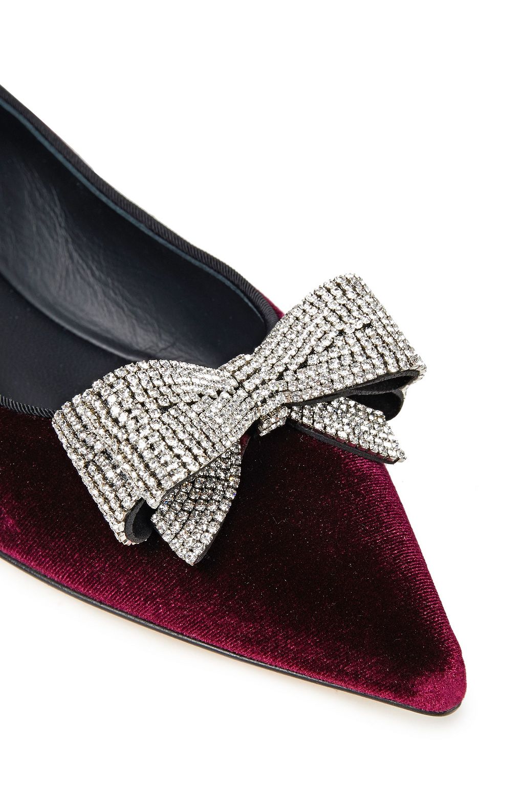 GIUSEPPE ZANOTTI Lucrezia bow-embellished velvet point-toe flats