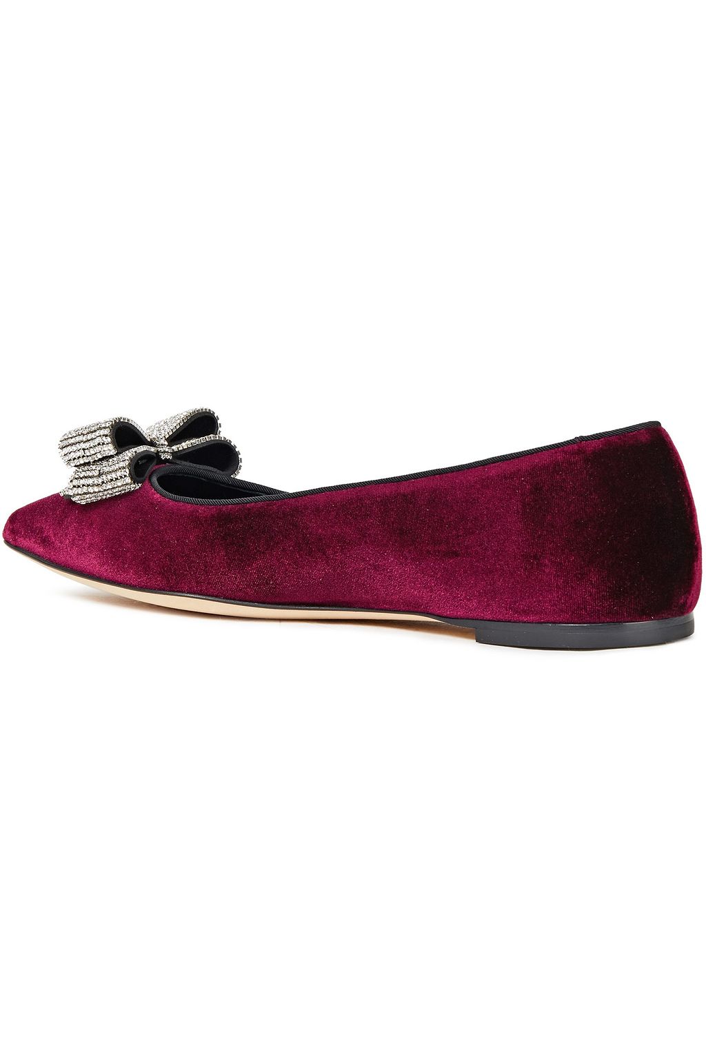 GIUSEPPE ZANOTTI Lucrezia bow-embellished velvet point-toe flats