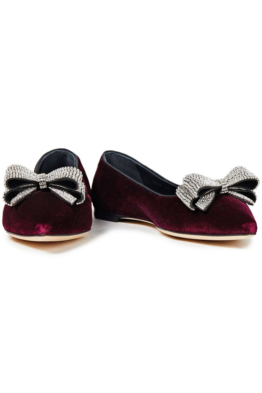 GIUSEPPE ZANOTTI Lucrezia bow-embellished velvet point-toe flats