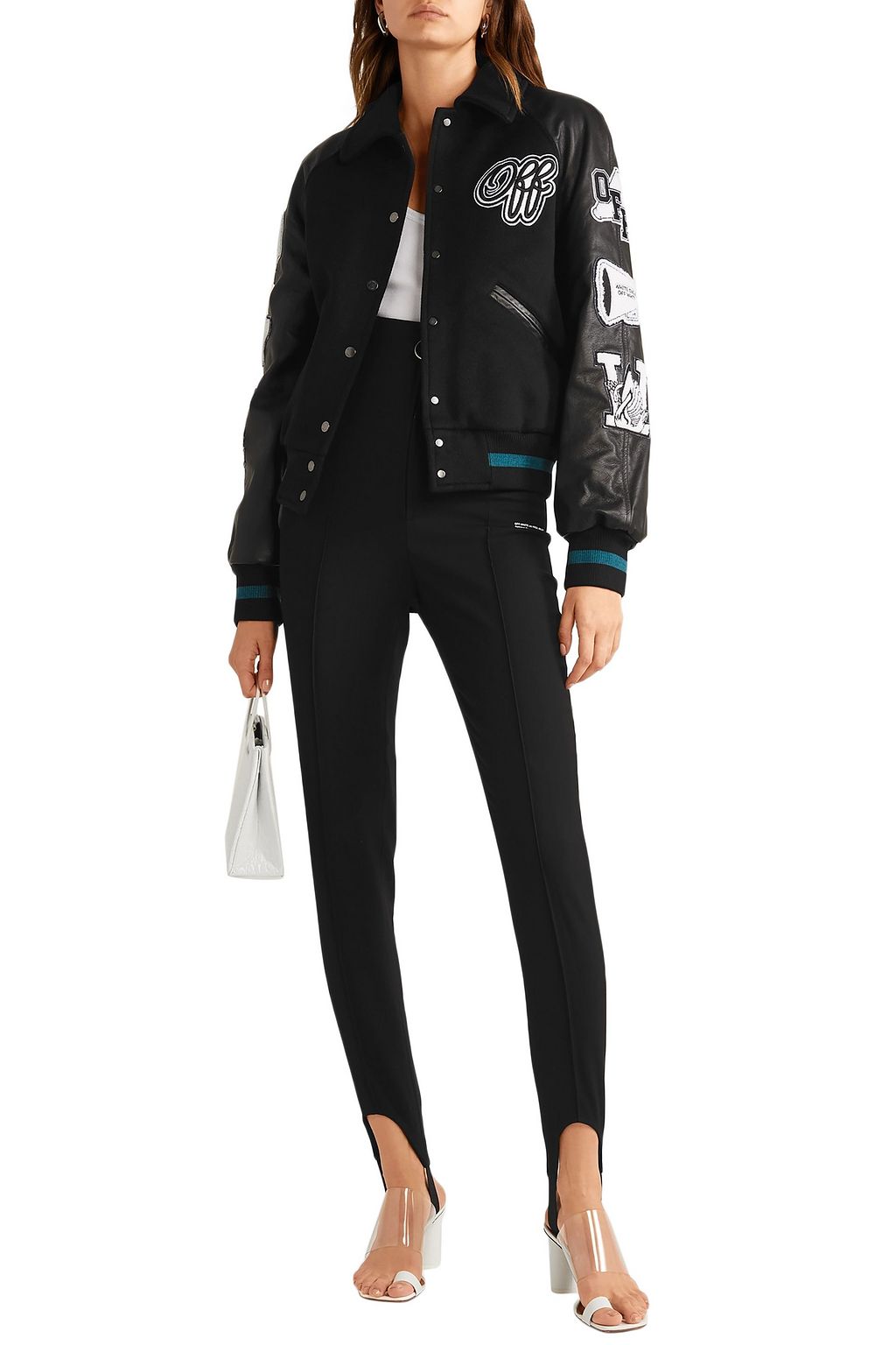 OFF-WHITE™ Printed twill skinny stirrup pants