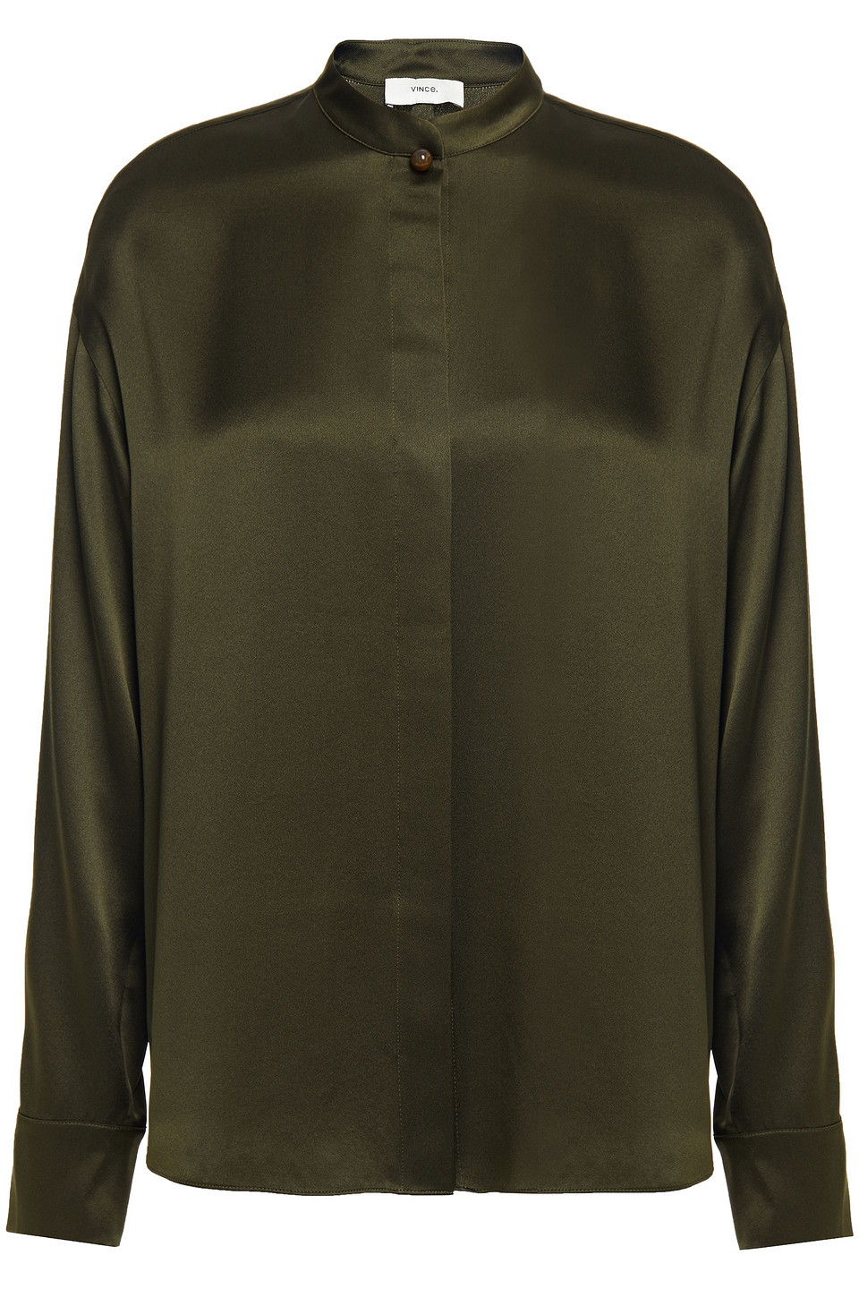 Vince. Woman Silk-satin Shirt Army Green Size S