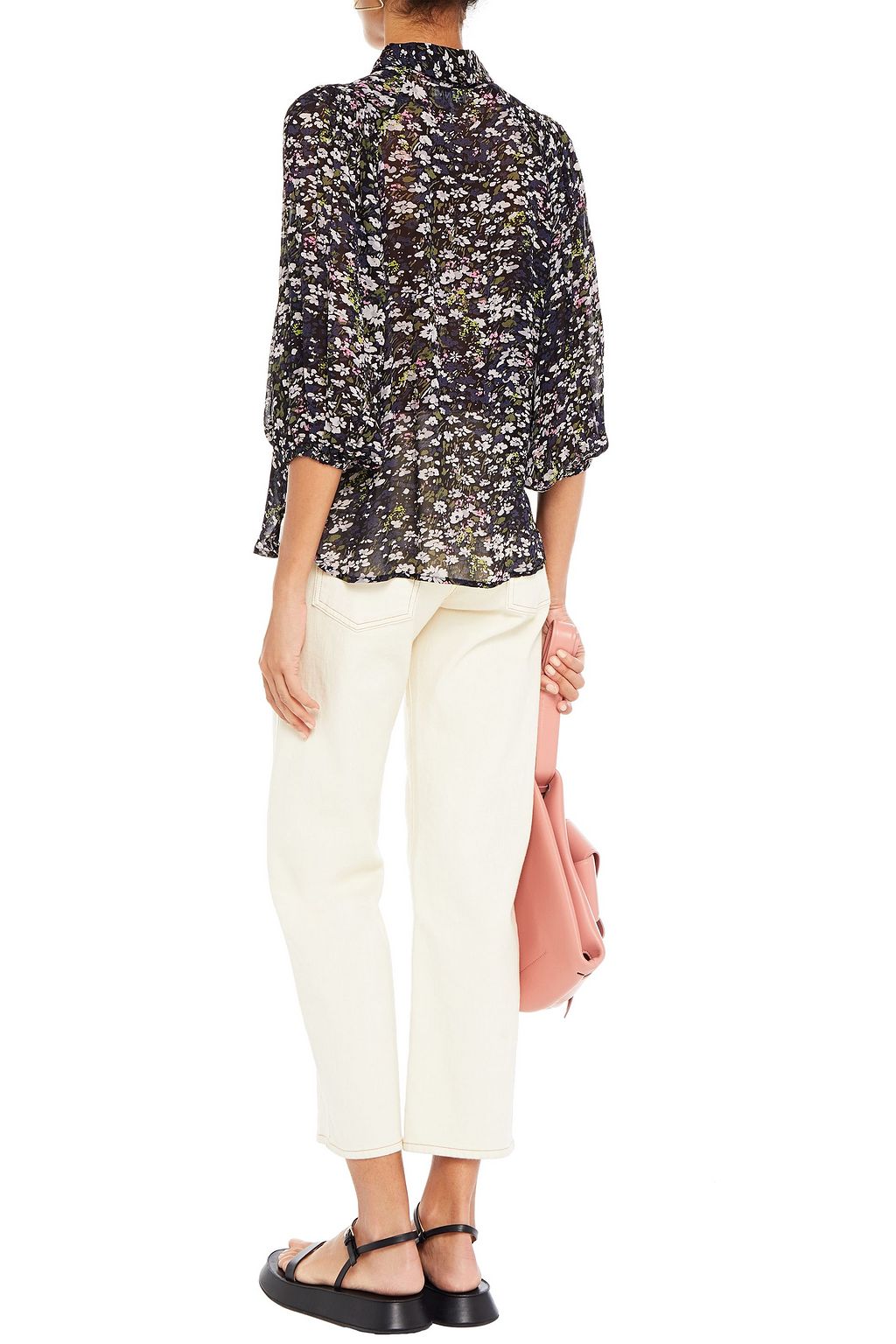 GANNI Floral-print georgette shirt