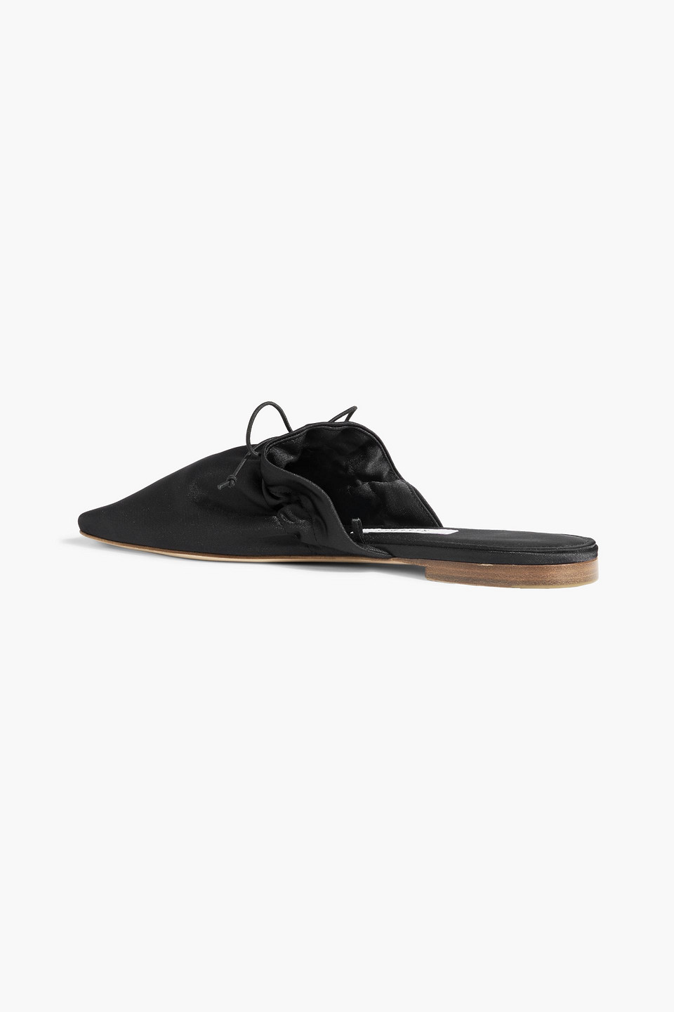 Shop Sleeper Puff Bow-detailed Satin Slippers In Black