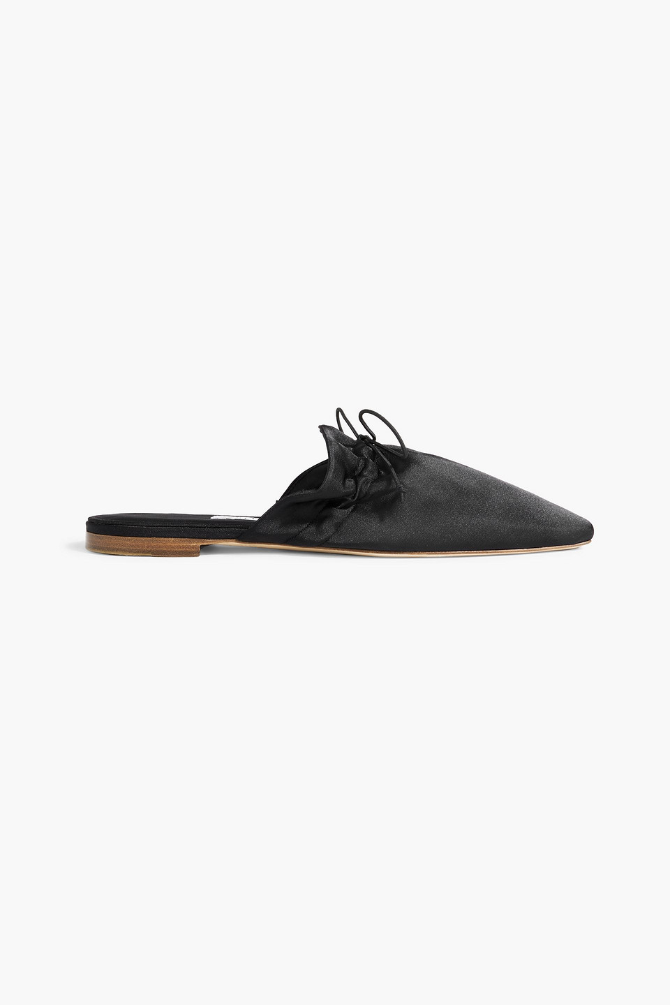 Sleeper Puff Bow-detailed Satin Slippers In Black