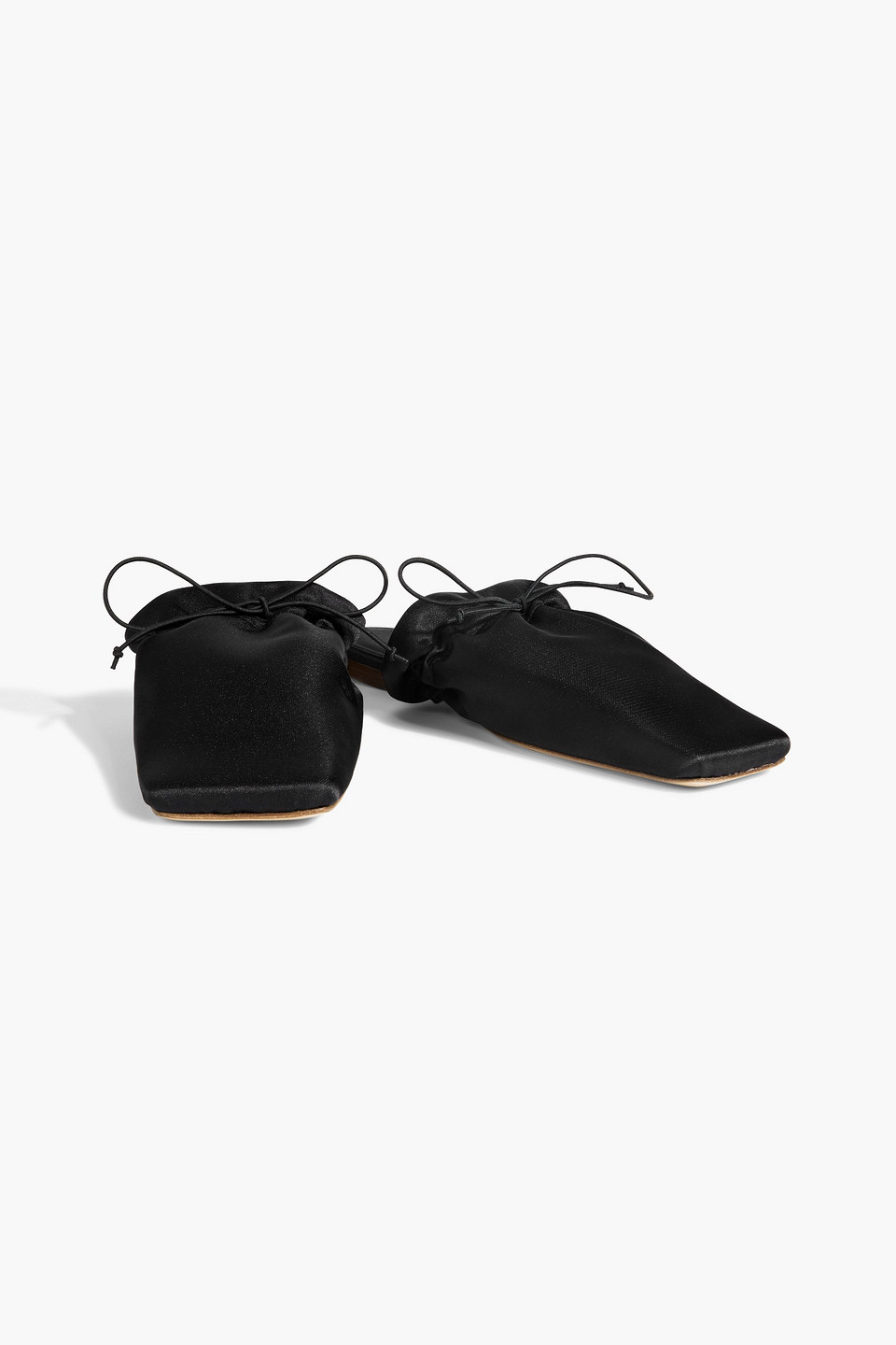 Shop Sleeper Puff Bow-detailed Satin Slippers In Black