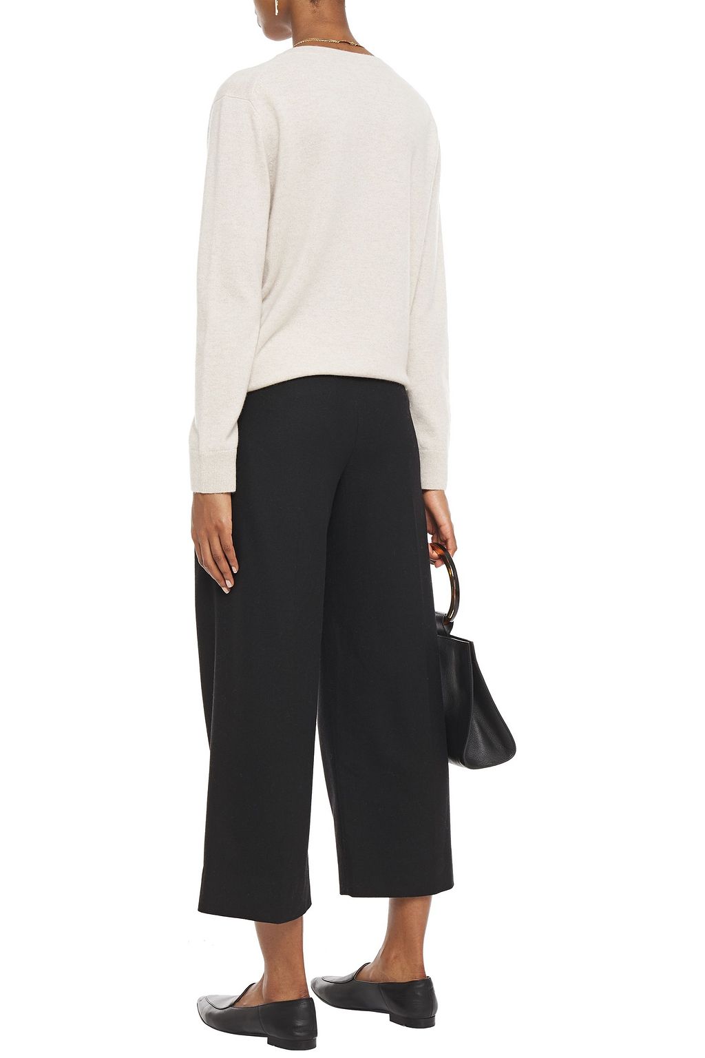 VINCE. Cropped brushed-twill wide-leg pants