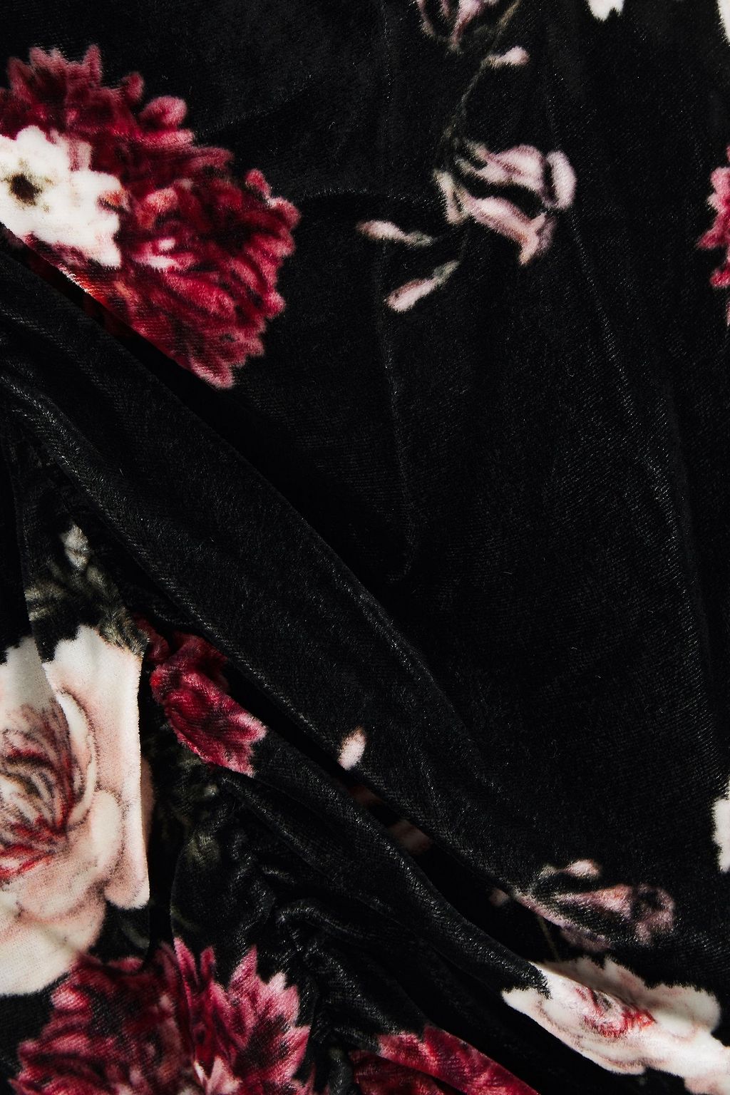 NICHOLAS One-shoulder ruched  floral-print velvet mini dress