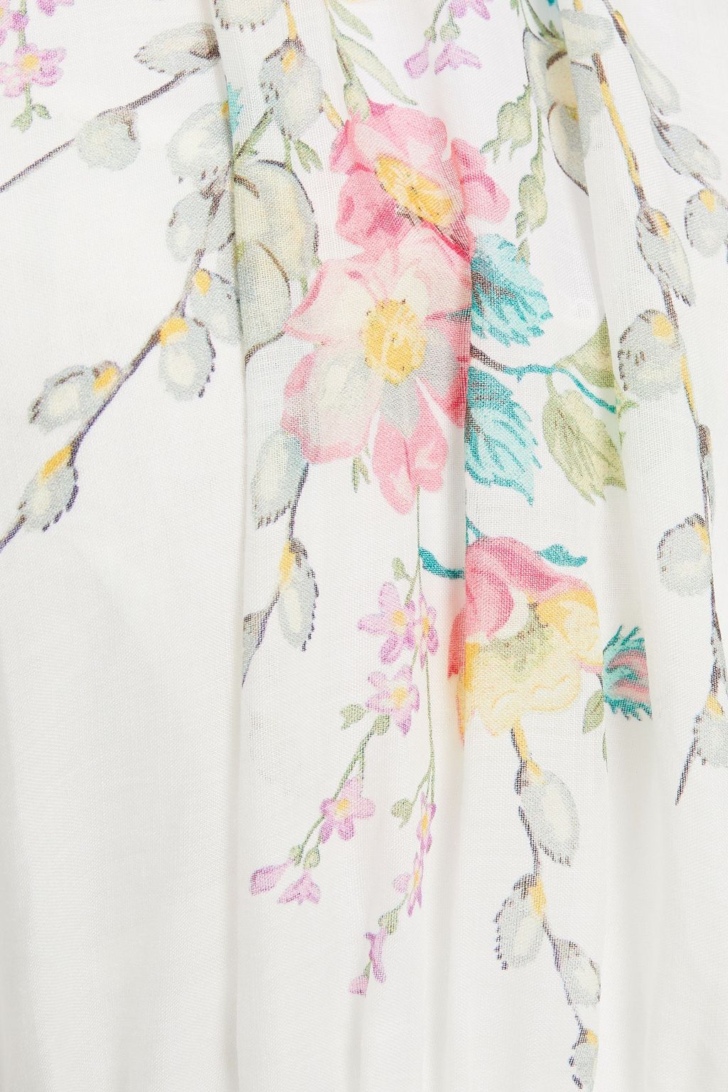 ZIMMERMANN Zinnia shirred floral-print ramie-voile midi dress