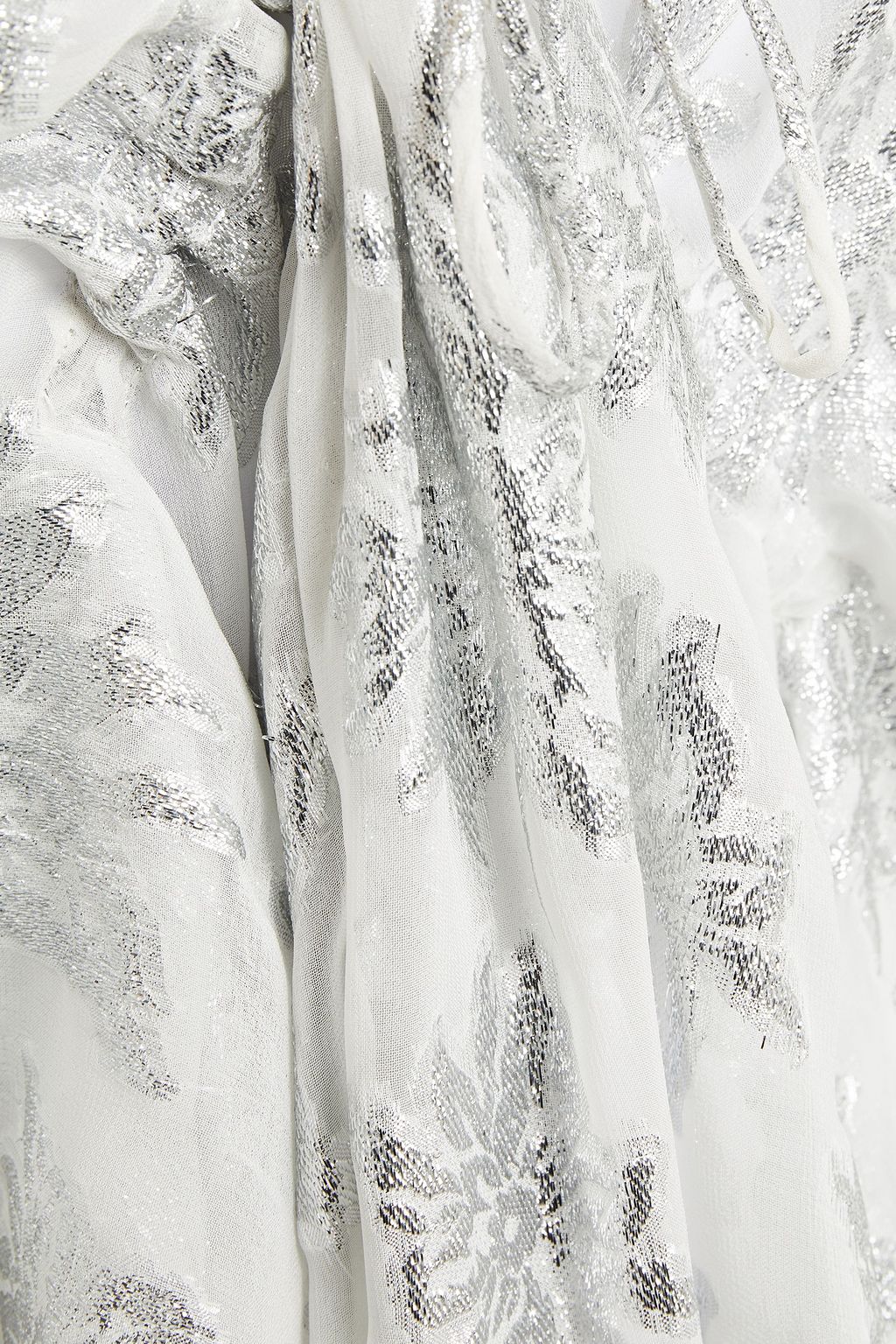MELISSA ODABASH Gathered metallic fil coupé chiffon kaftan